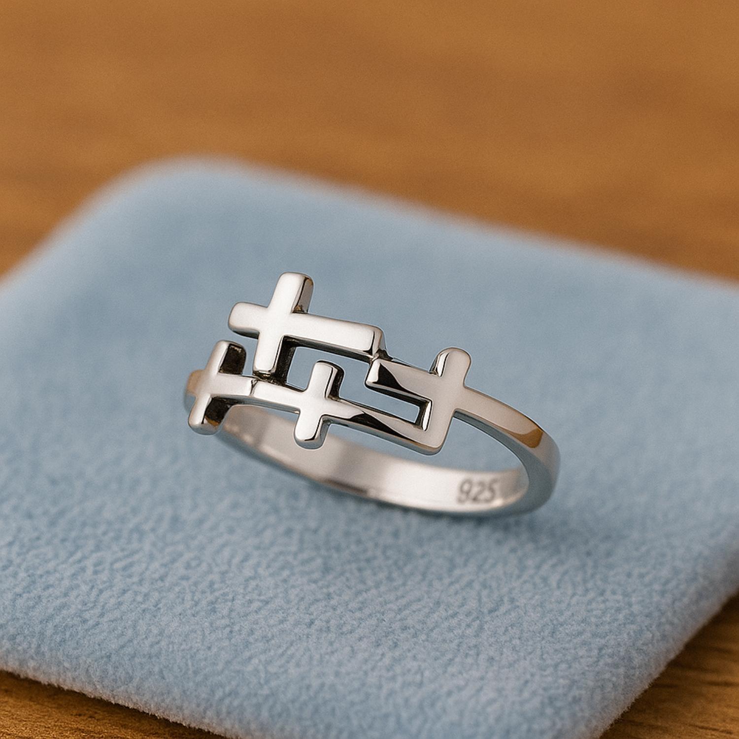 Double Cross Puzzle Ring - Sterling Silver