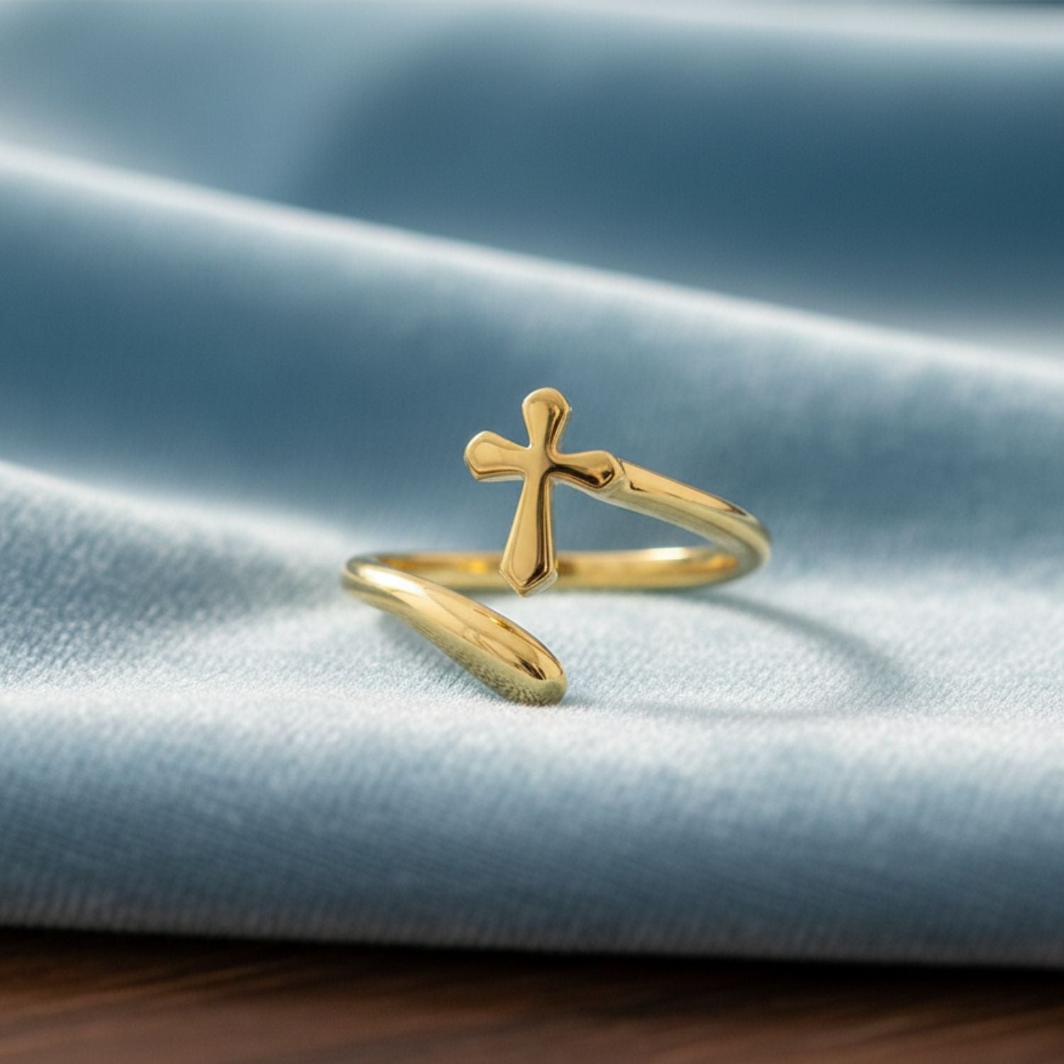 Open Cross Adjustable Ring - Sterling Silver