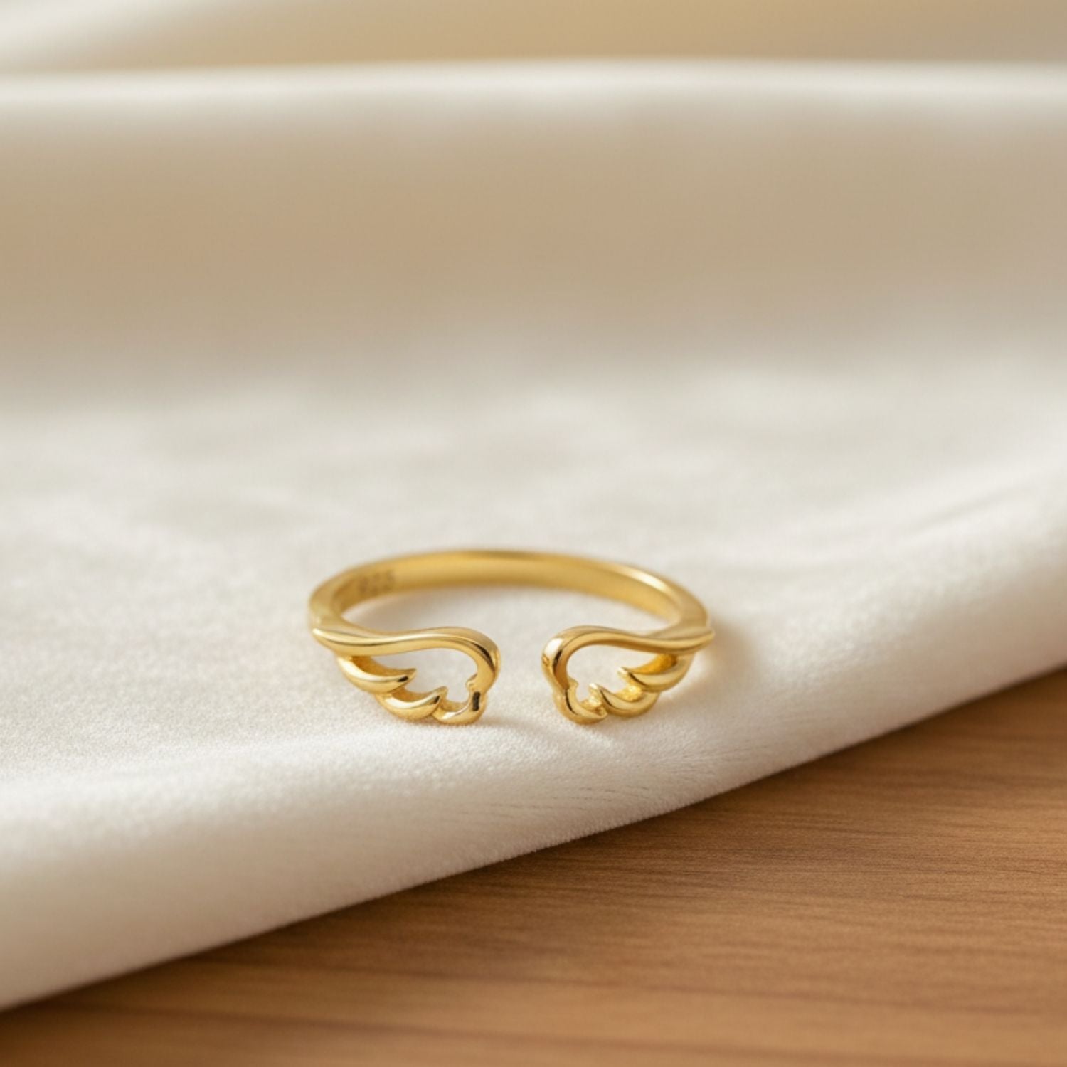 Open Angel Wing Adjustable Ring - Sterling Silver