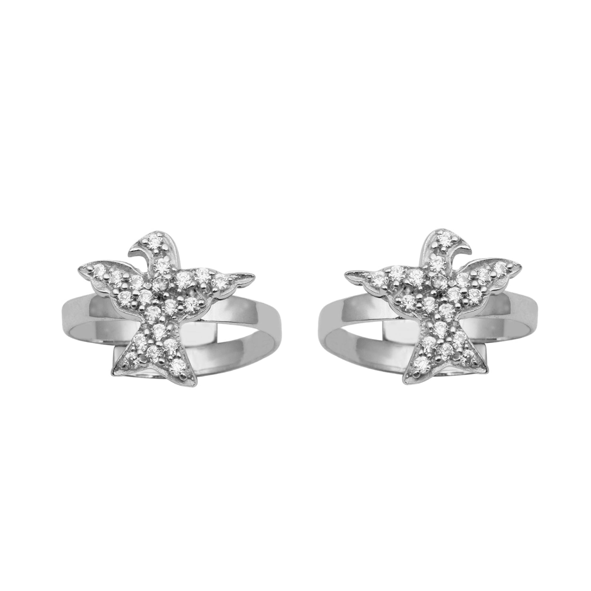 White CZ Bird Toe Ring - Sterling Silver