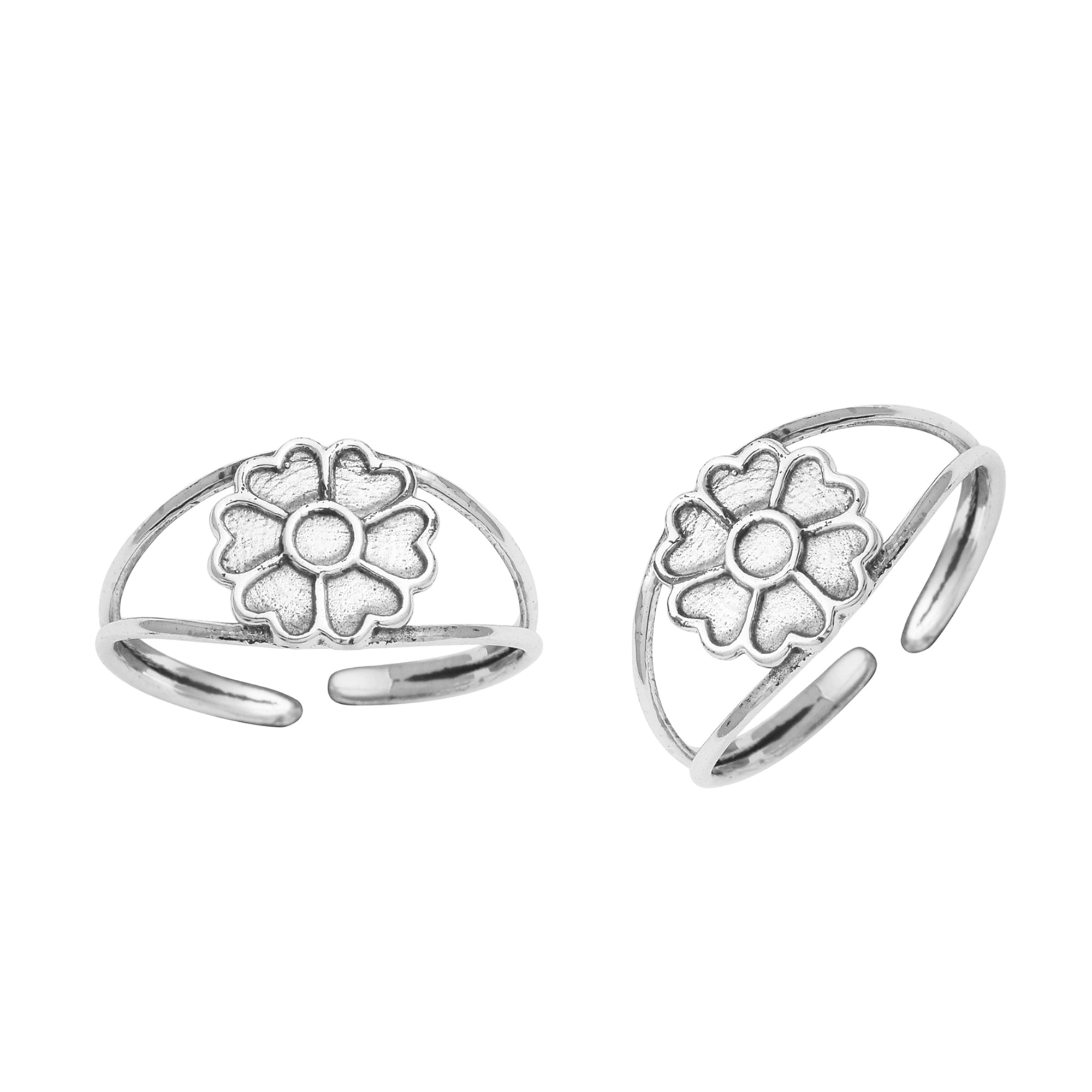 Floral Cutout Toe Ring – Sterling Silver