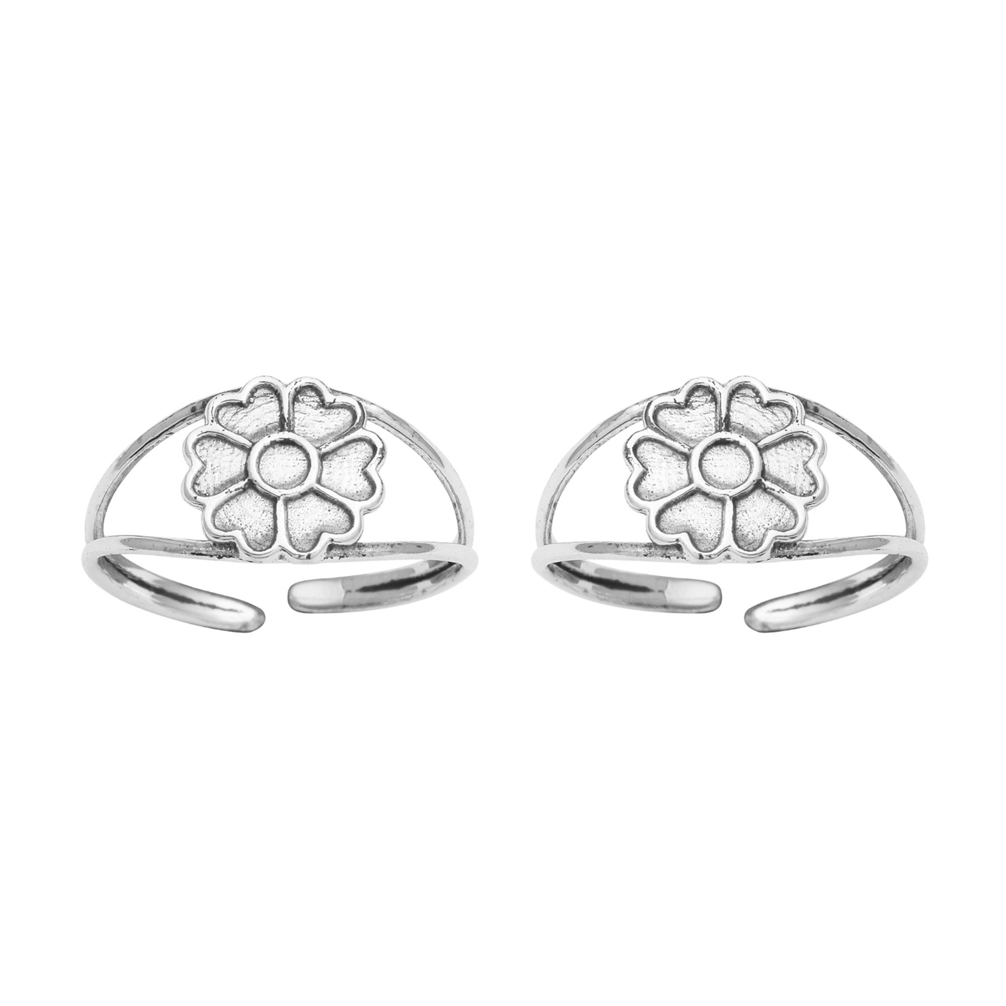 Floral Cutout Toe Ring – Sterling Silver
