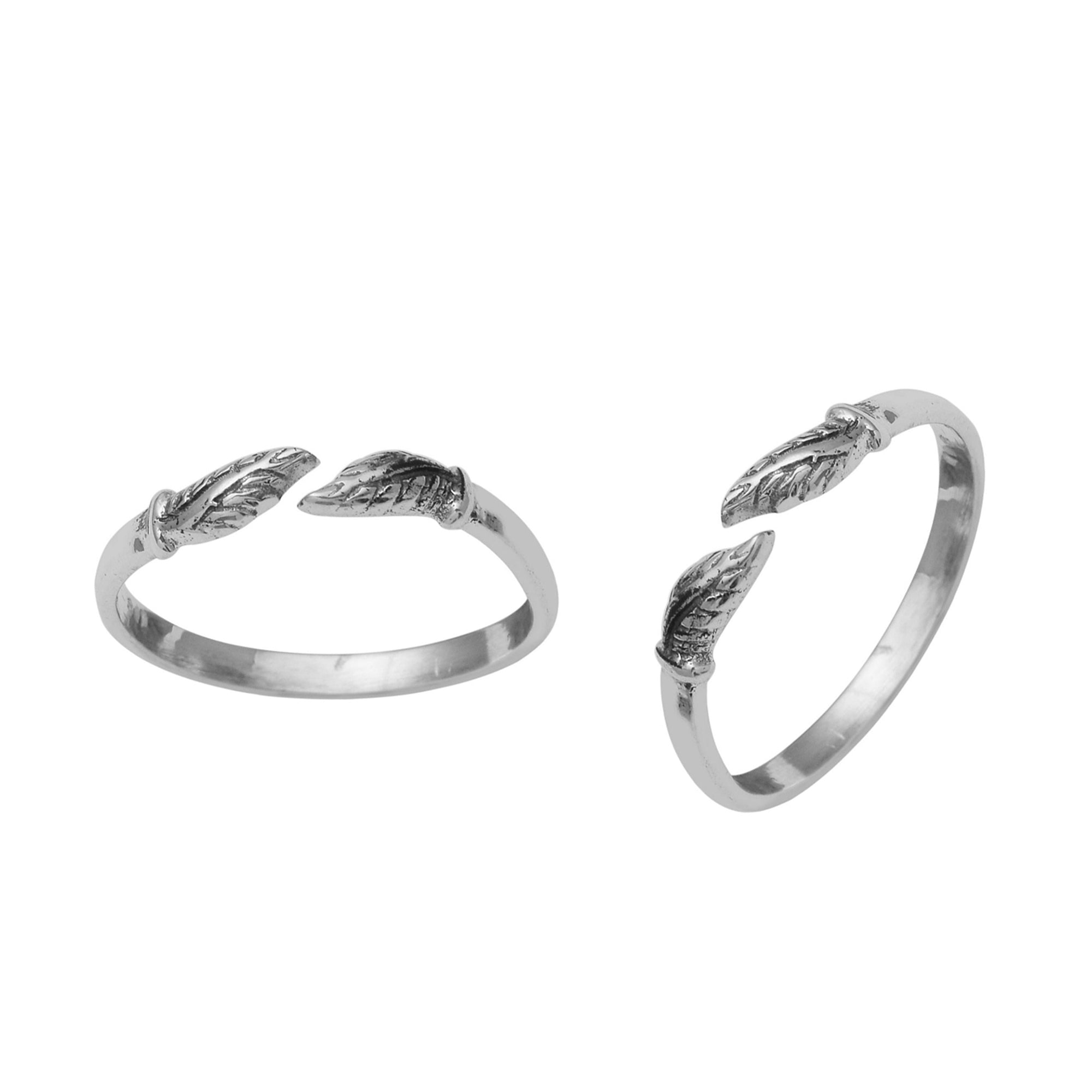 Leaf Front Open Toe Ring - Sterling Silver