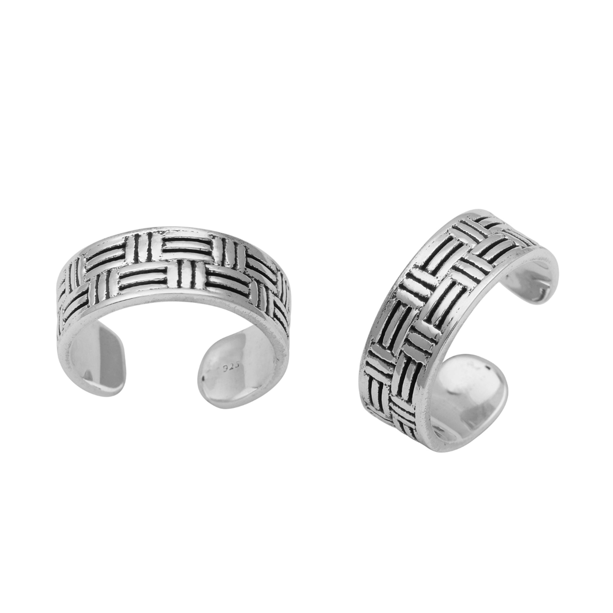 Geometric Pattern Toe Ring - Sterling Silver