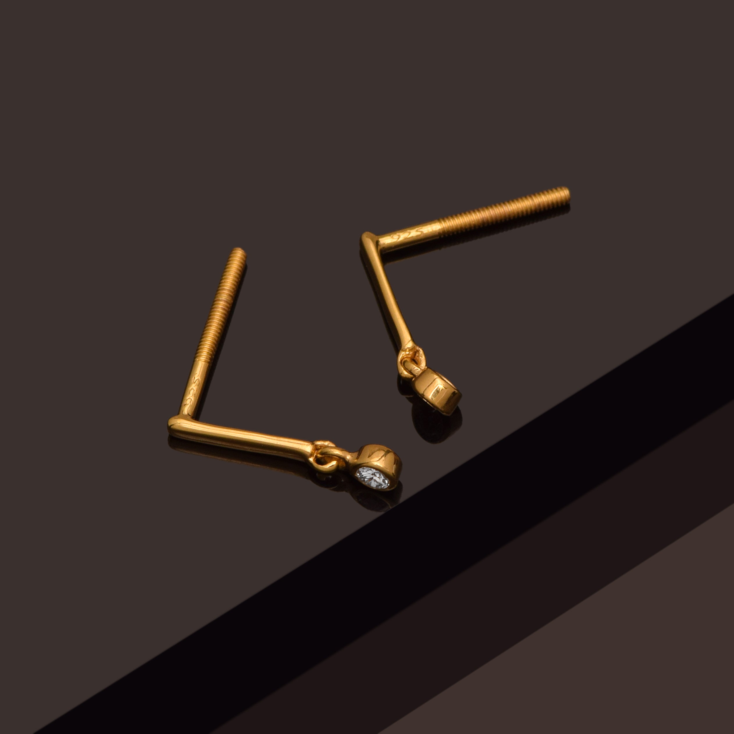 White CZ Drop Bar Earrings - 925 Silver Gold Plated