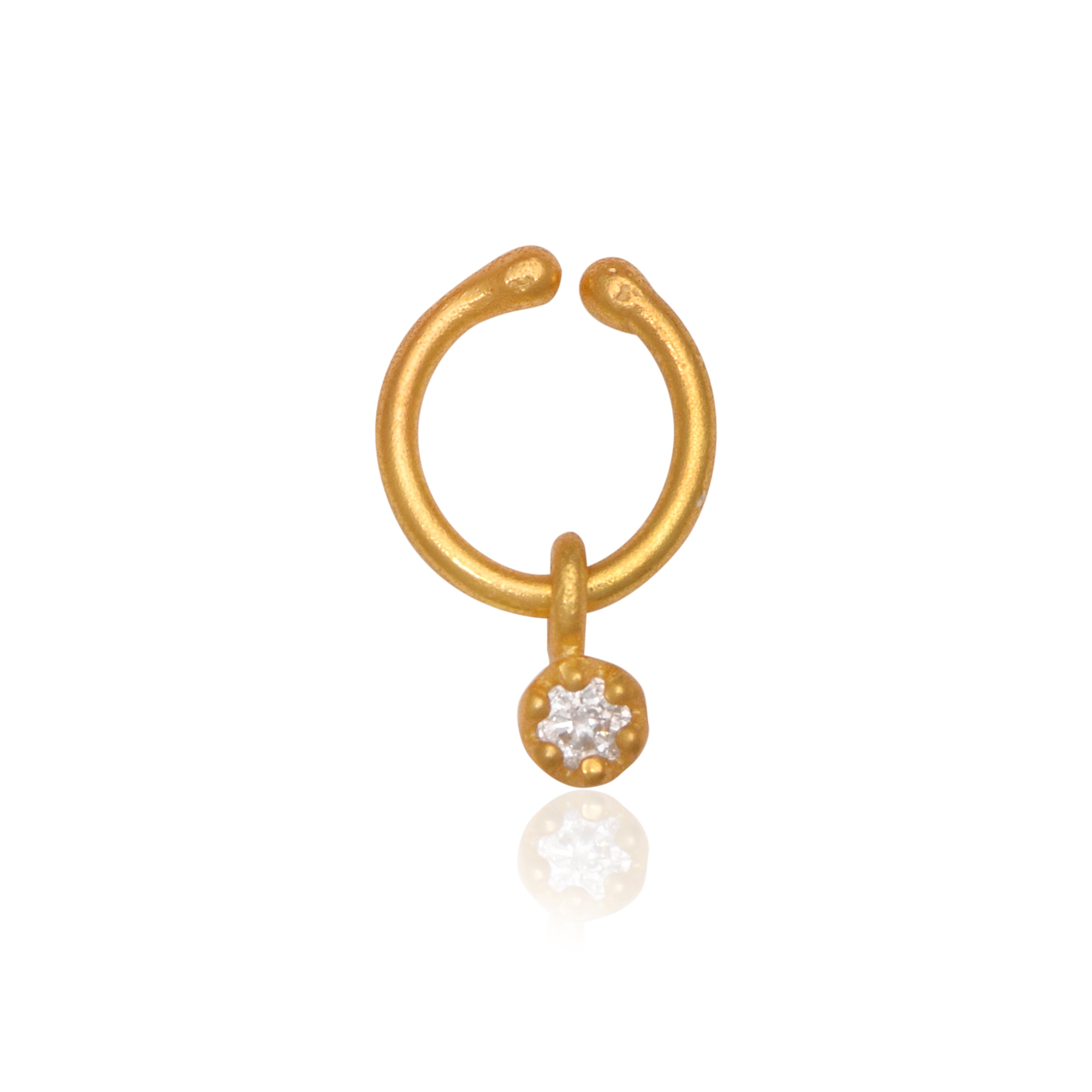 925 Sterling Silver White CZ Septum Nose Ring - 925 Sterling Silver
