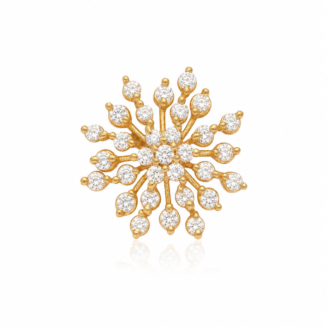 White CZ Snowflake Nose Pin - Gold Plated 925 Sterling Silver