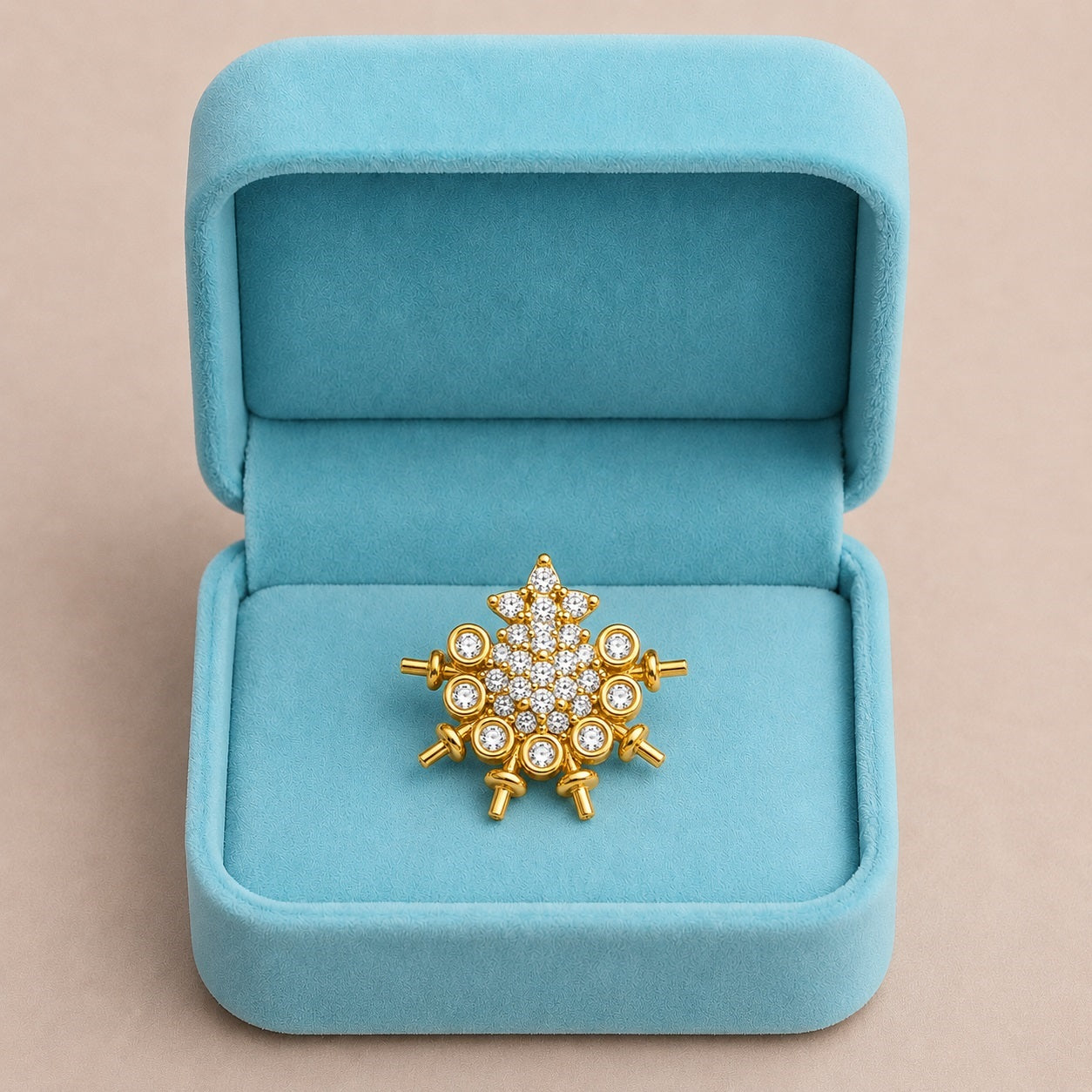 Snowflake Cluster White CZ Nose Pin - Gold Plated 925 Silver