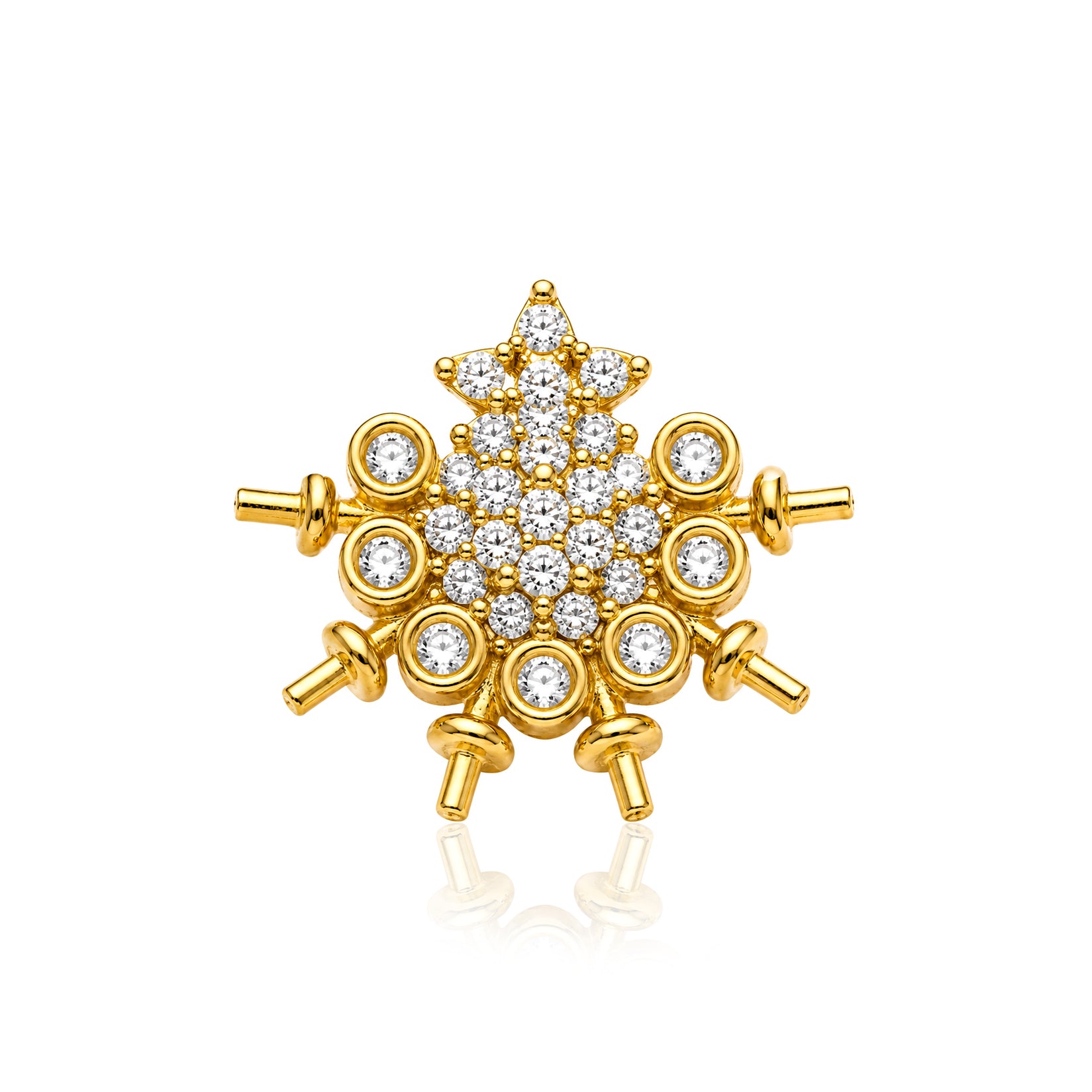 Snowflake Cluster White CZ Nose Pin - Gold Plated 925 Silver