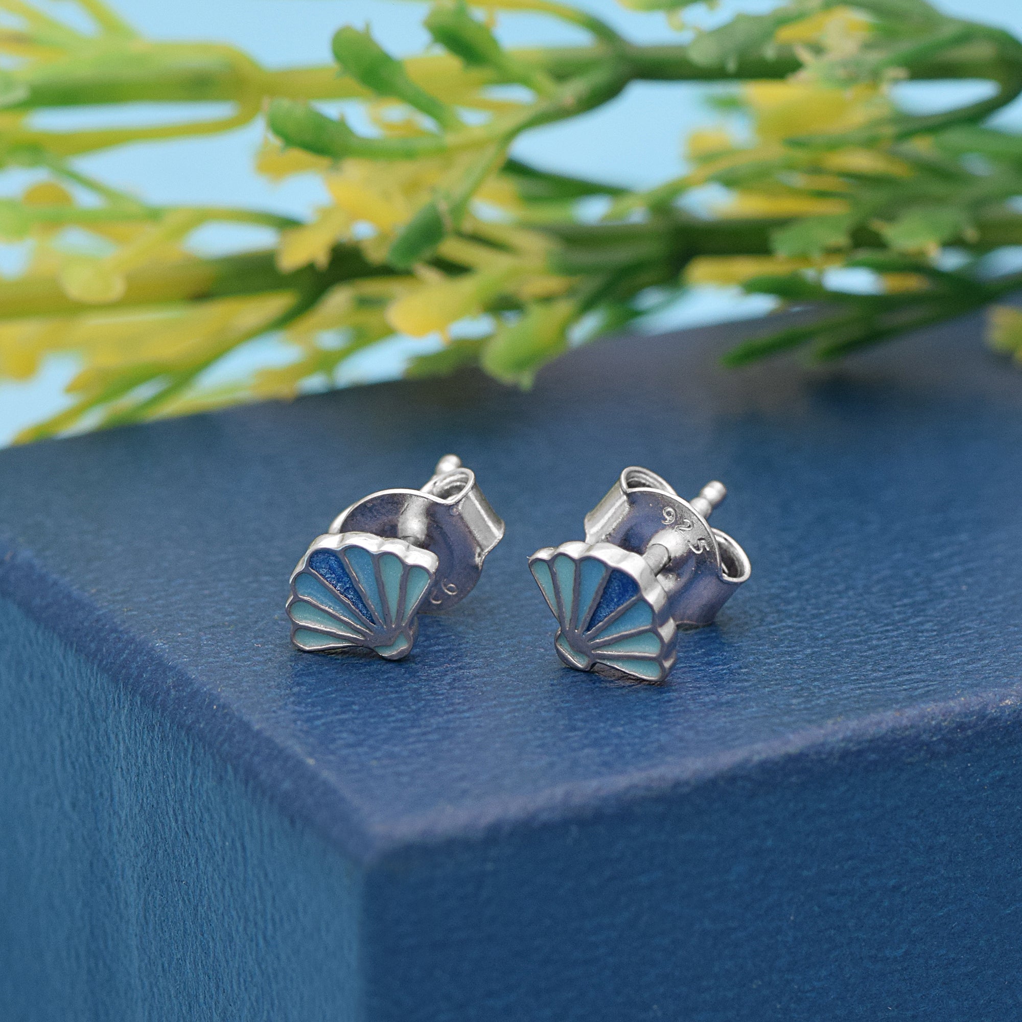 Blue Shell Stud Earring – Sterling Silver