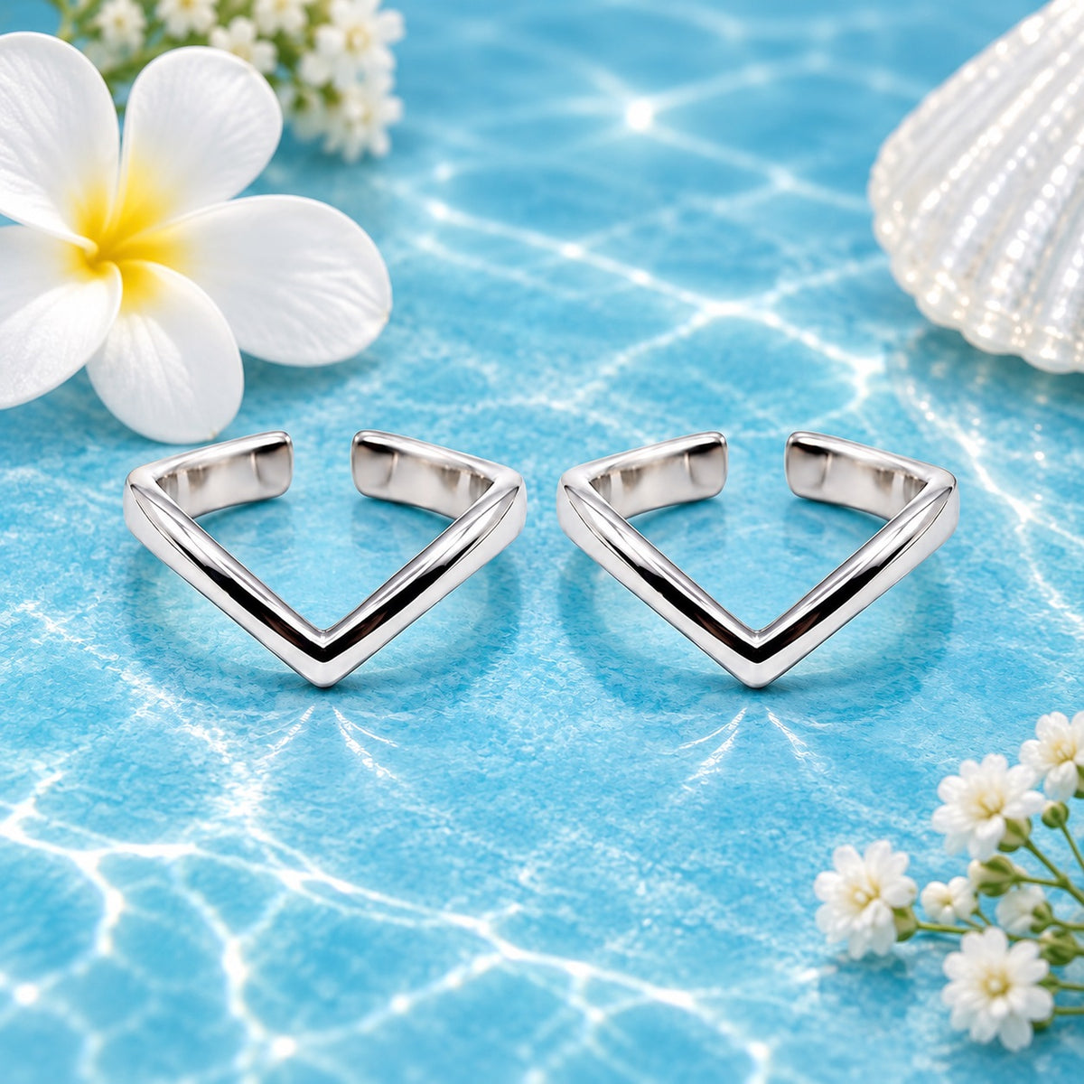 925 Sterling Silver Minimalist Chevron V Shape Adjustable Toe Ring for Women