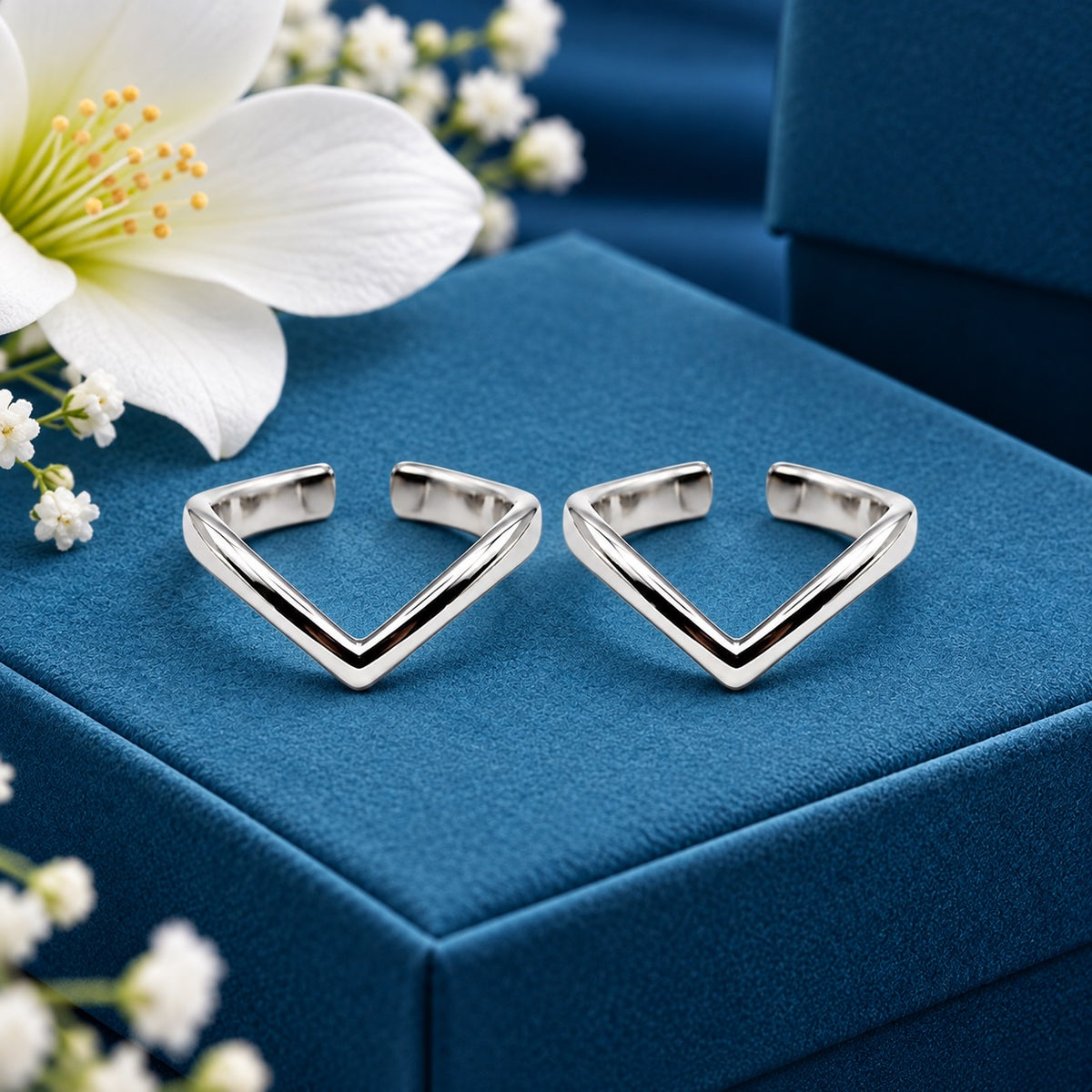 925 Sterling Silver Minimalist Chevron V Shape Adjustable Toe Ring for Women