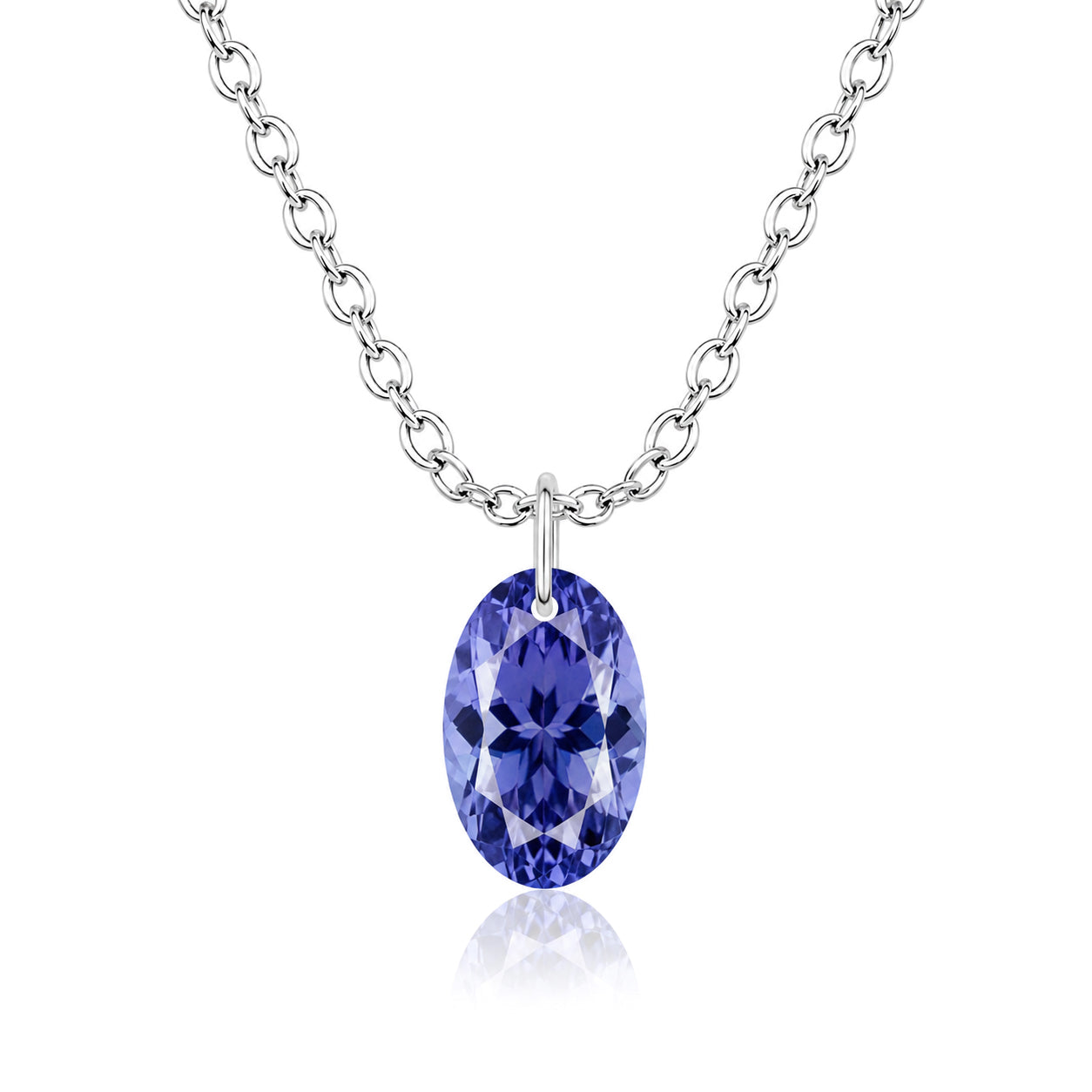 Oval Tanzanite Solitaire Necklace - 925 sterling Silver