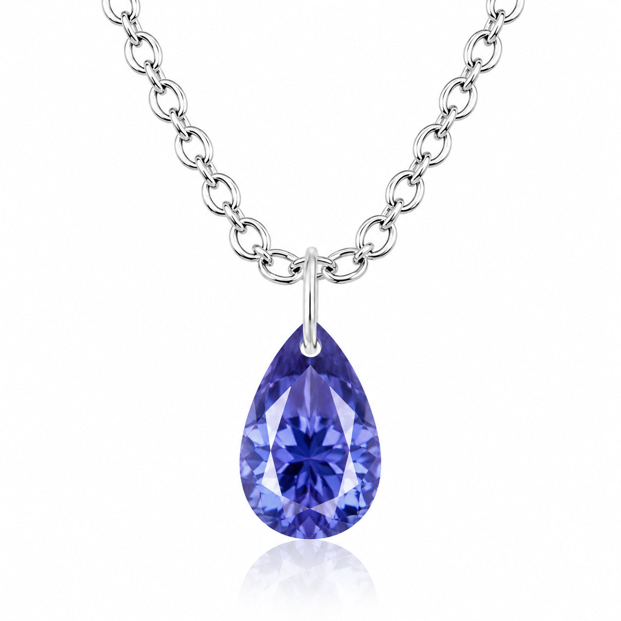 Pear Tanzanite Solitaire Necklace - 925 sterling Silver