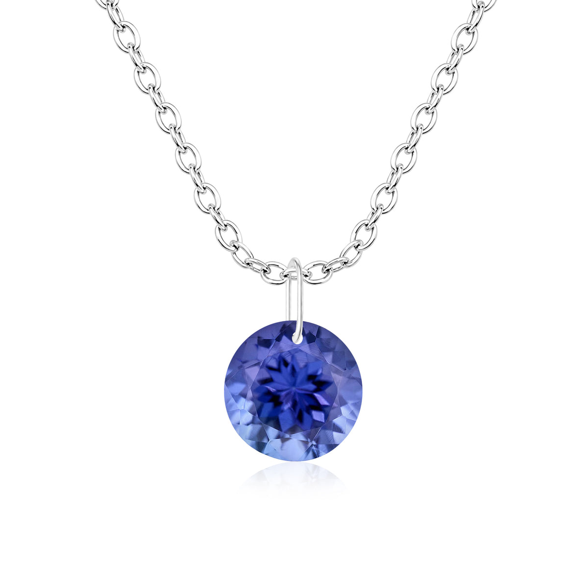 Round Tanzanite Solitaire Necklace - 925 sterling Silver