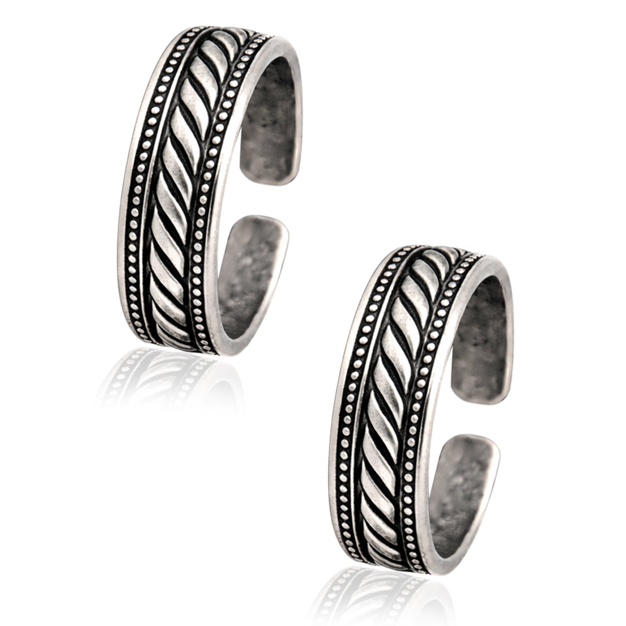 Twisted Rope Adjustable Toe Ring - Sterling Silver Oxidized