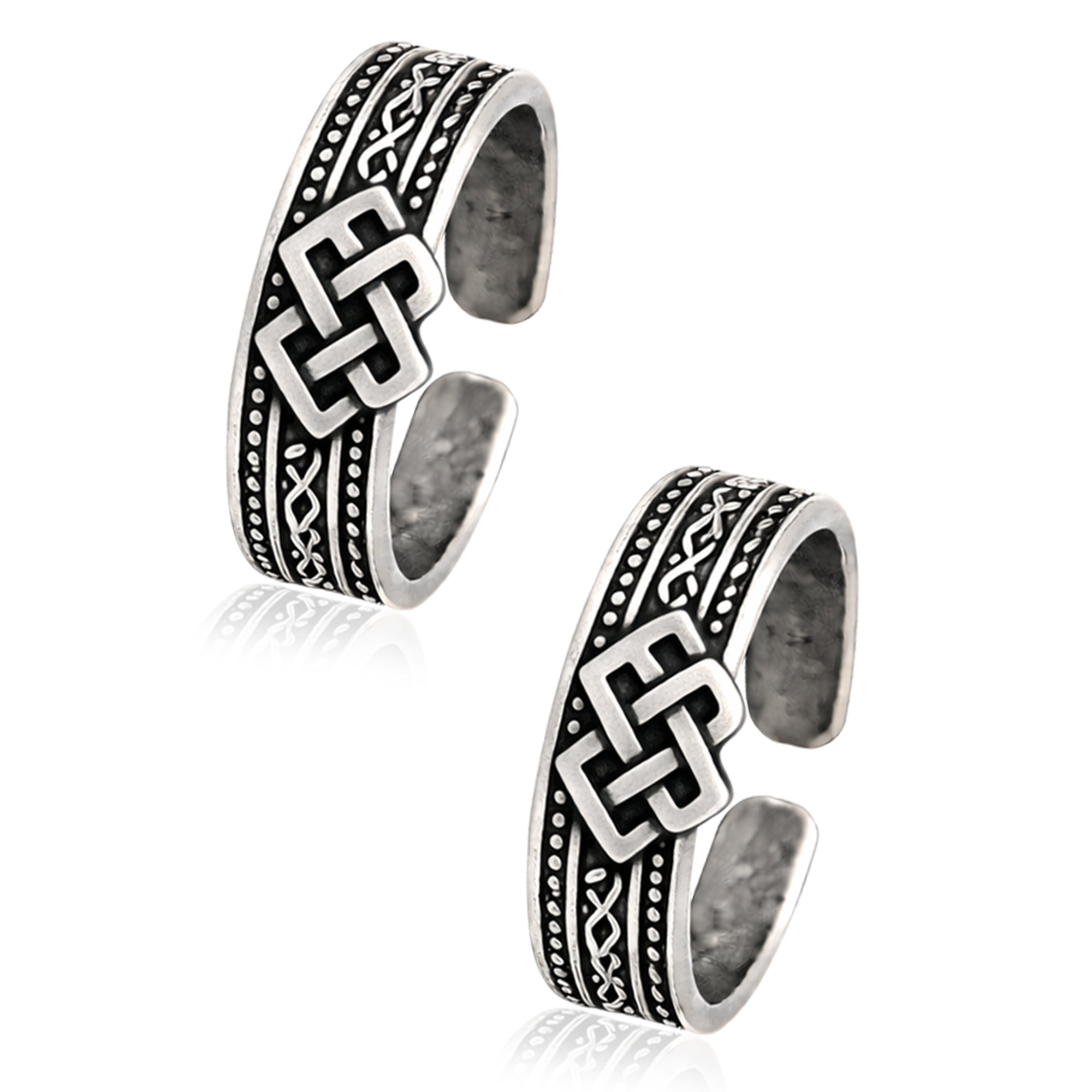 Celtic Knot Adjustable Toe Ring - Sterling Silver Oxidized