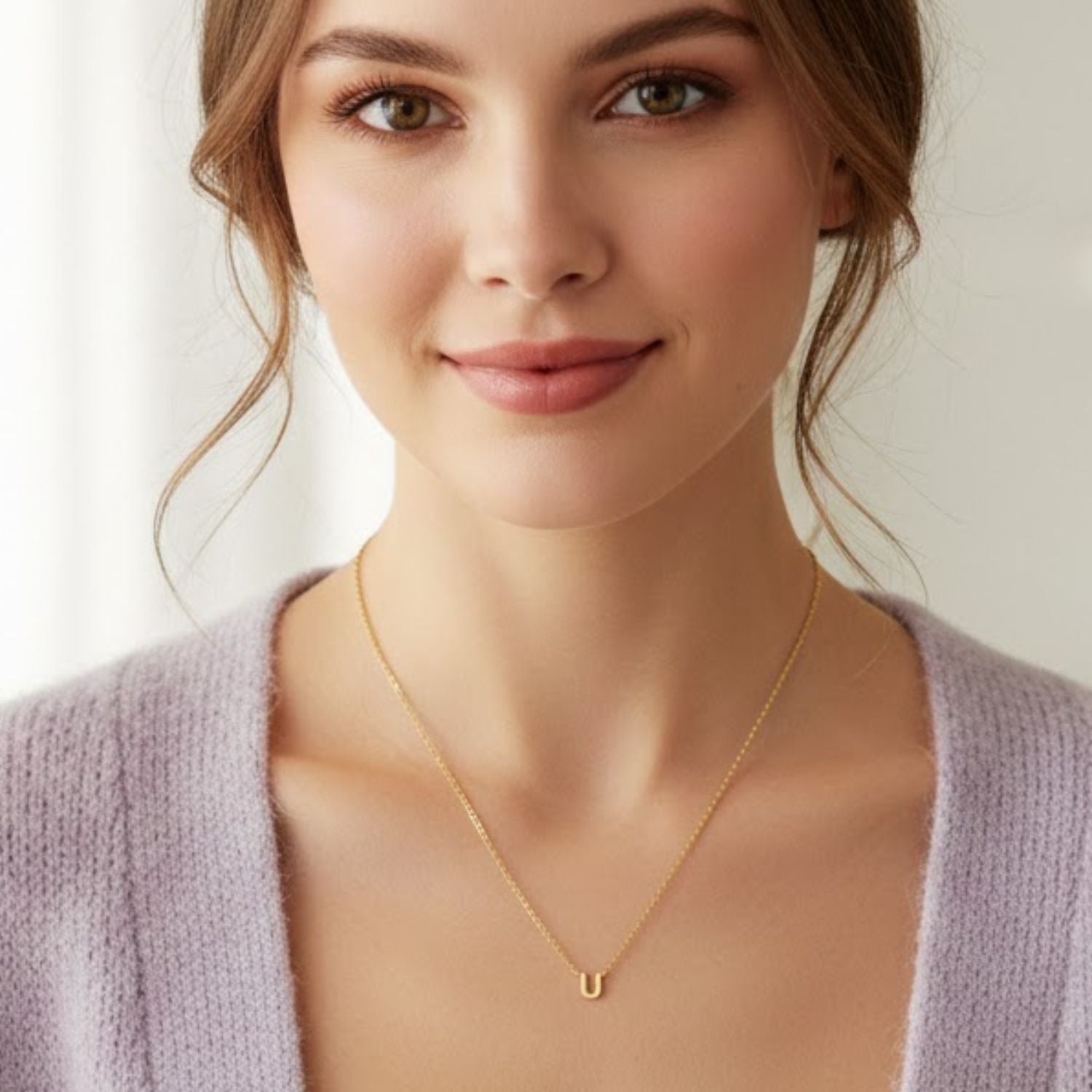 A to Z Initial Alphabet Studs Necklace – Sterling Silver Yellow Plated