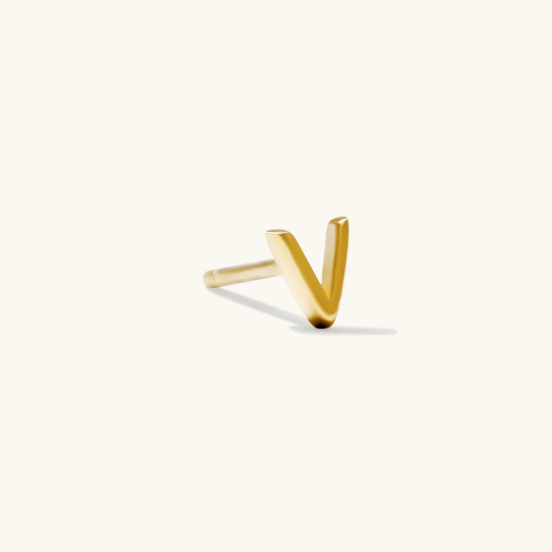 A to Z Initial Alphabet Studs Earrings – Sterling Silver Yellow Plated