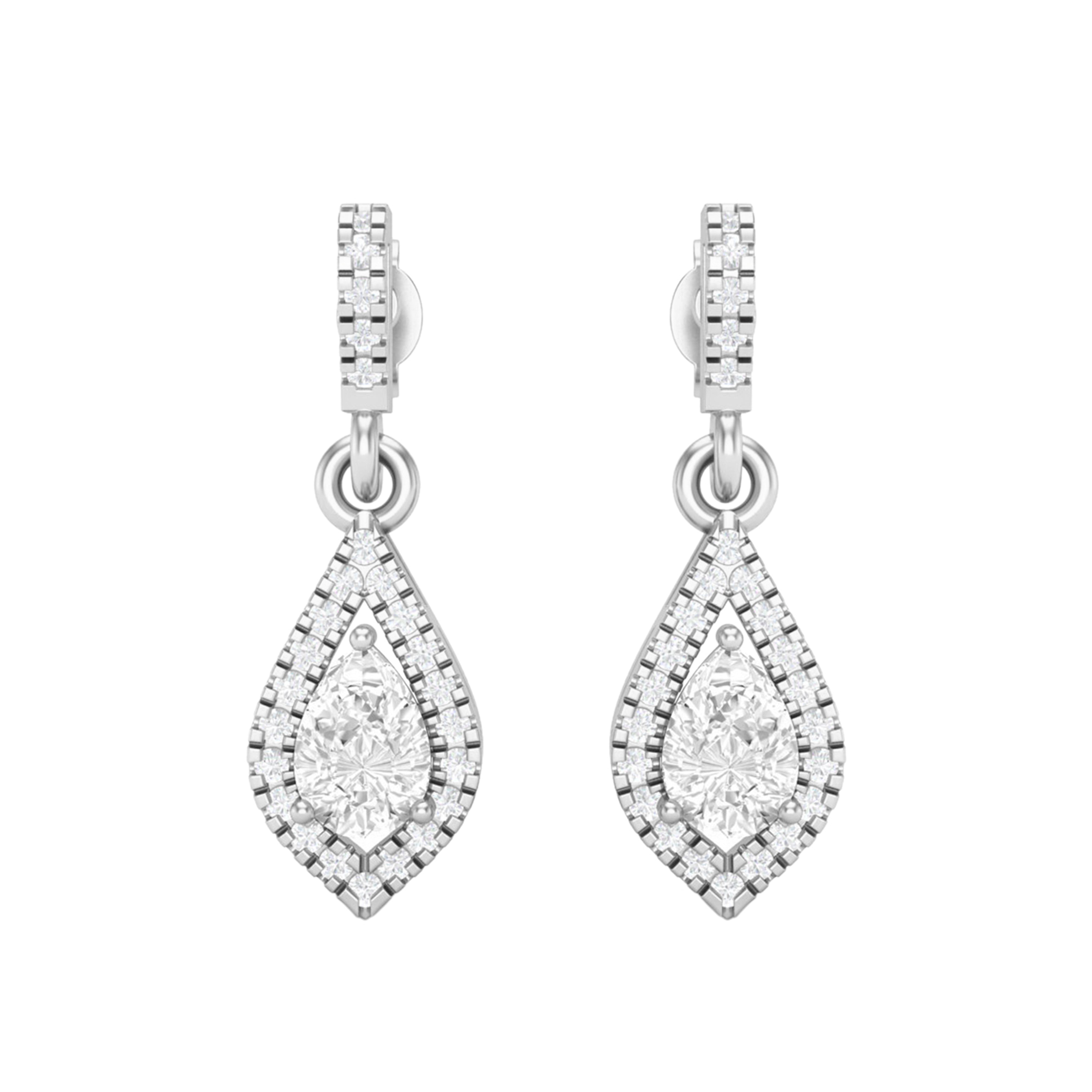 White CZ Pear Drop Earring - Yellow Plated Sterling Silver