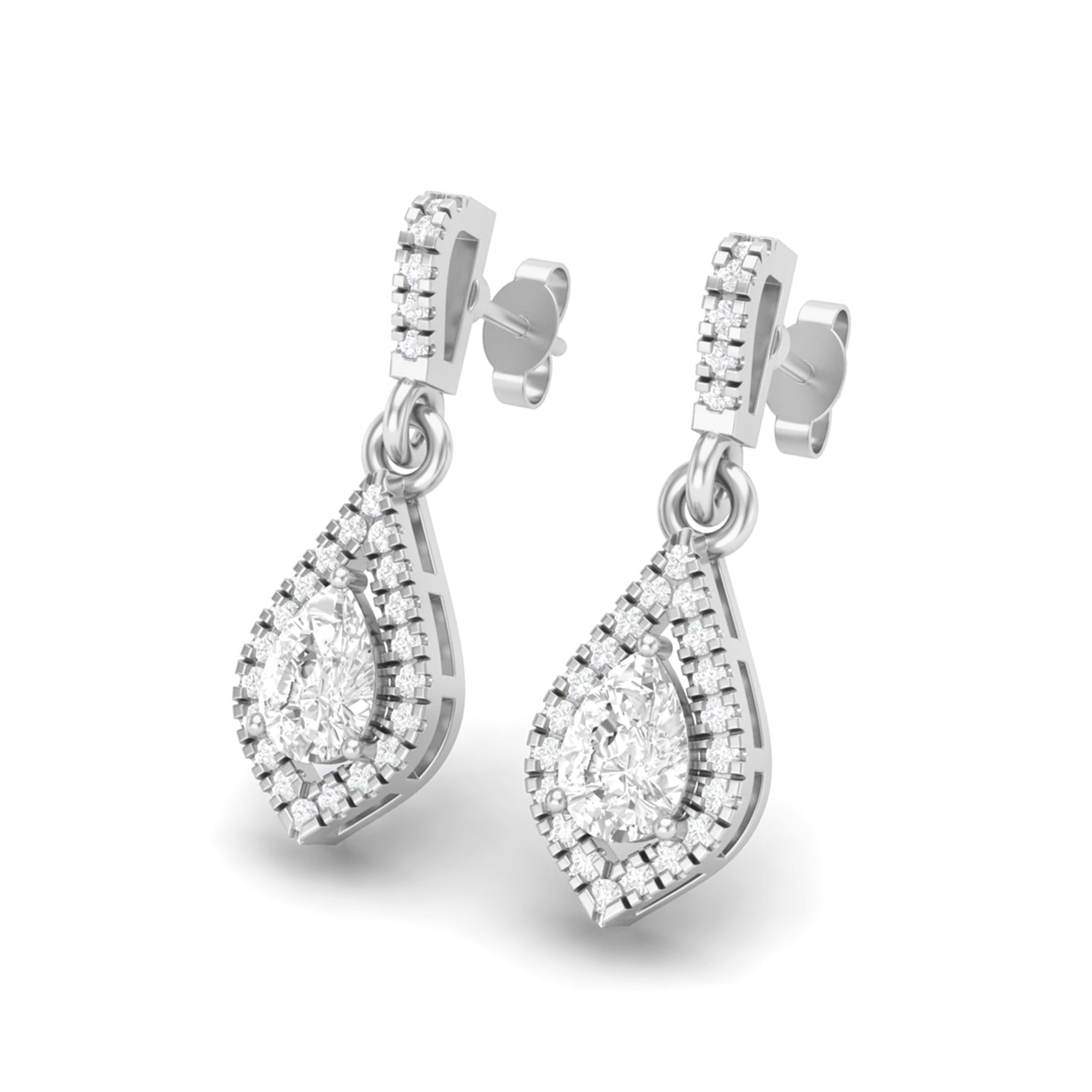 White CZ Pear Drop Earring - Yellow Plated Sterling Silver