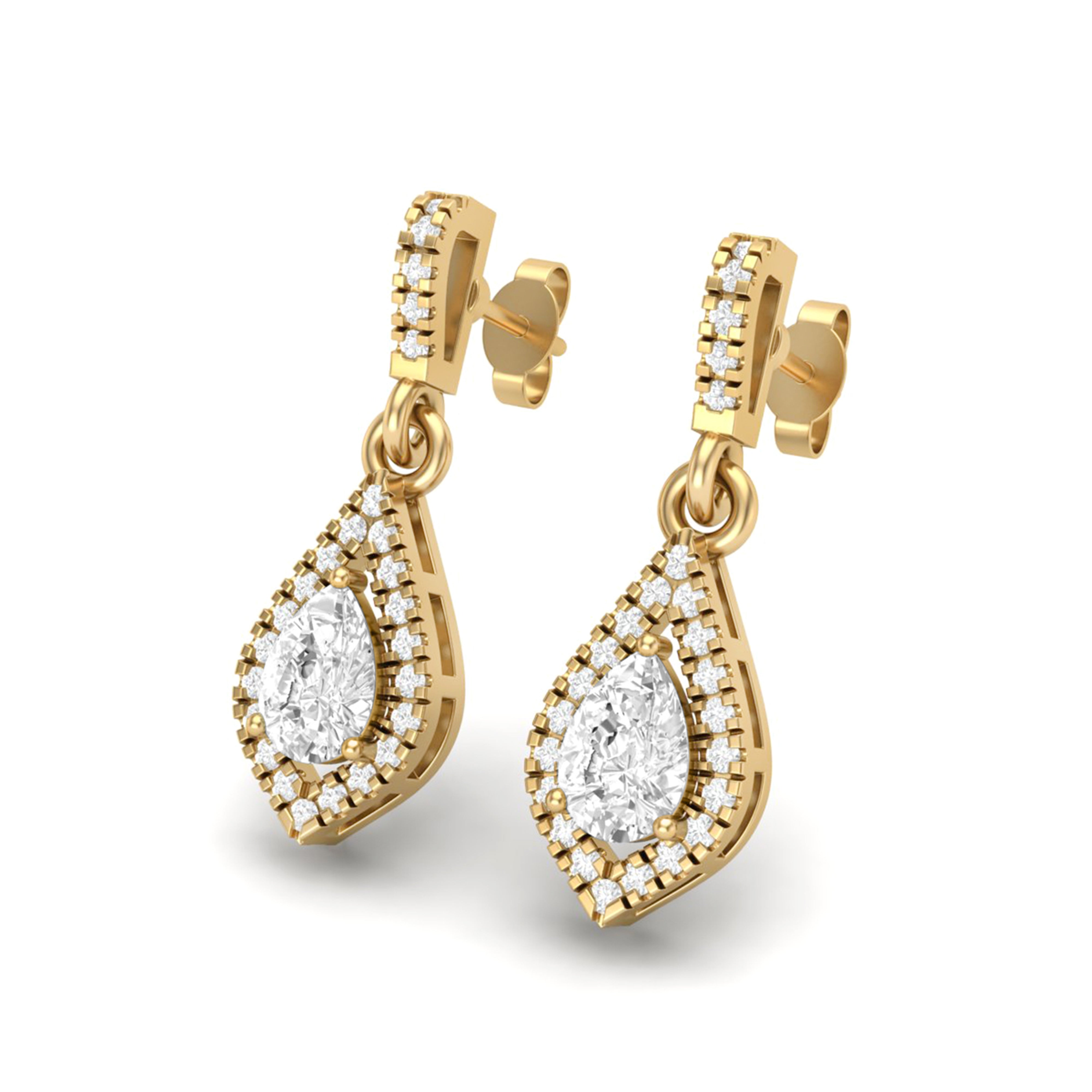 White CZ Pear Drop Earring - Yellow Plated Sterling Silver