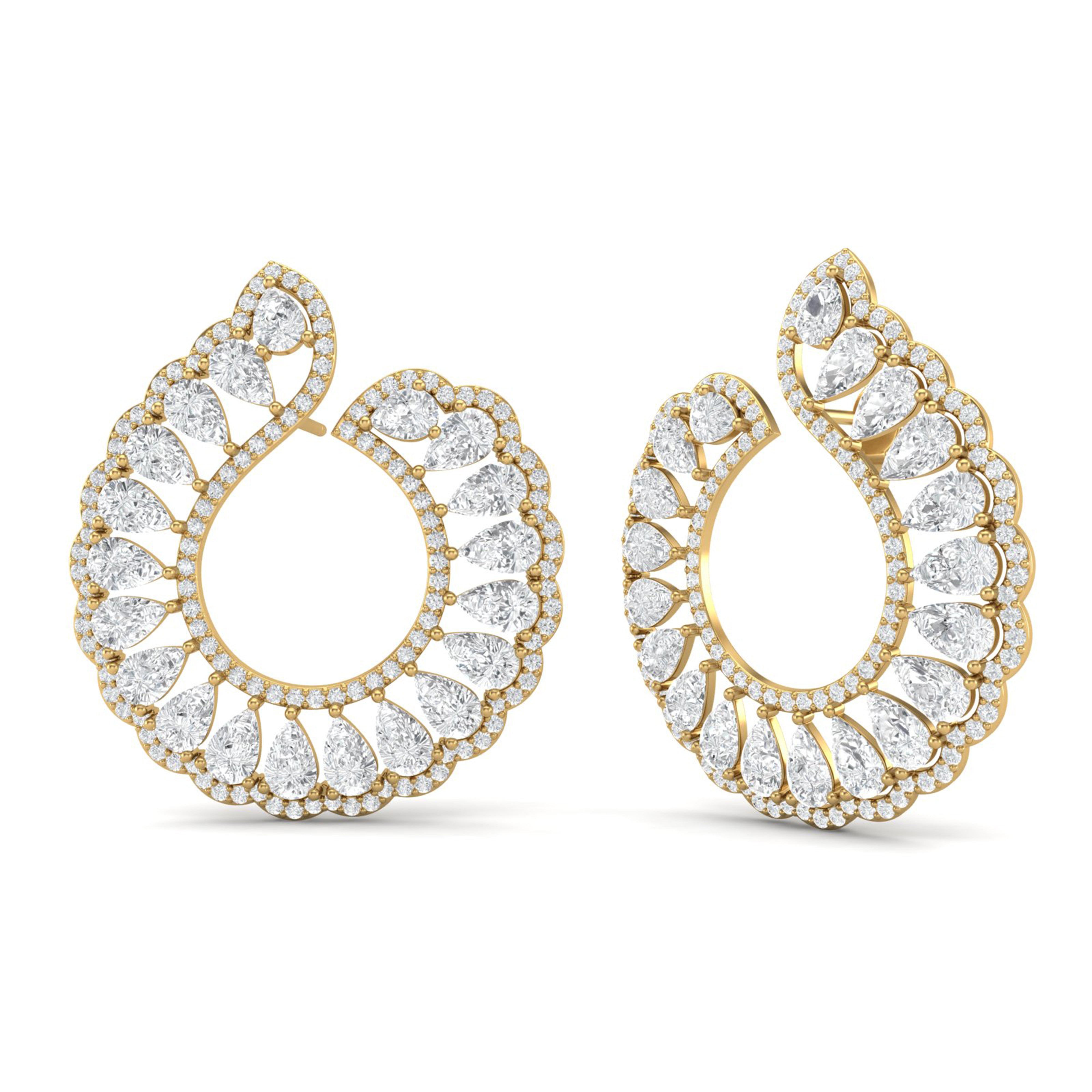 White CZ Hoop Earrings - Sterling Silver Yellow gold plated
