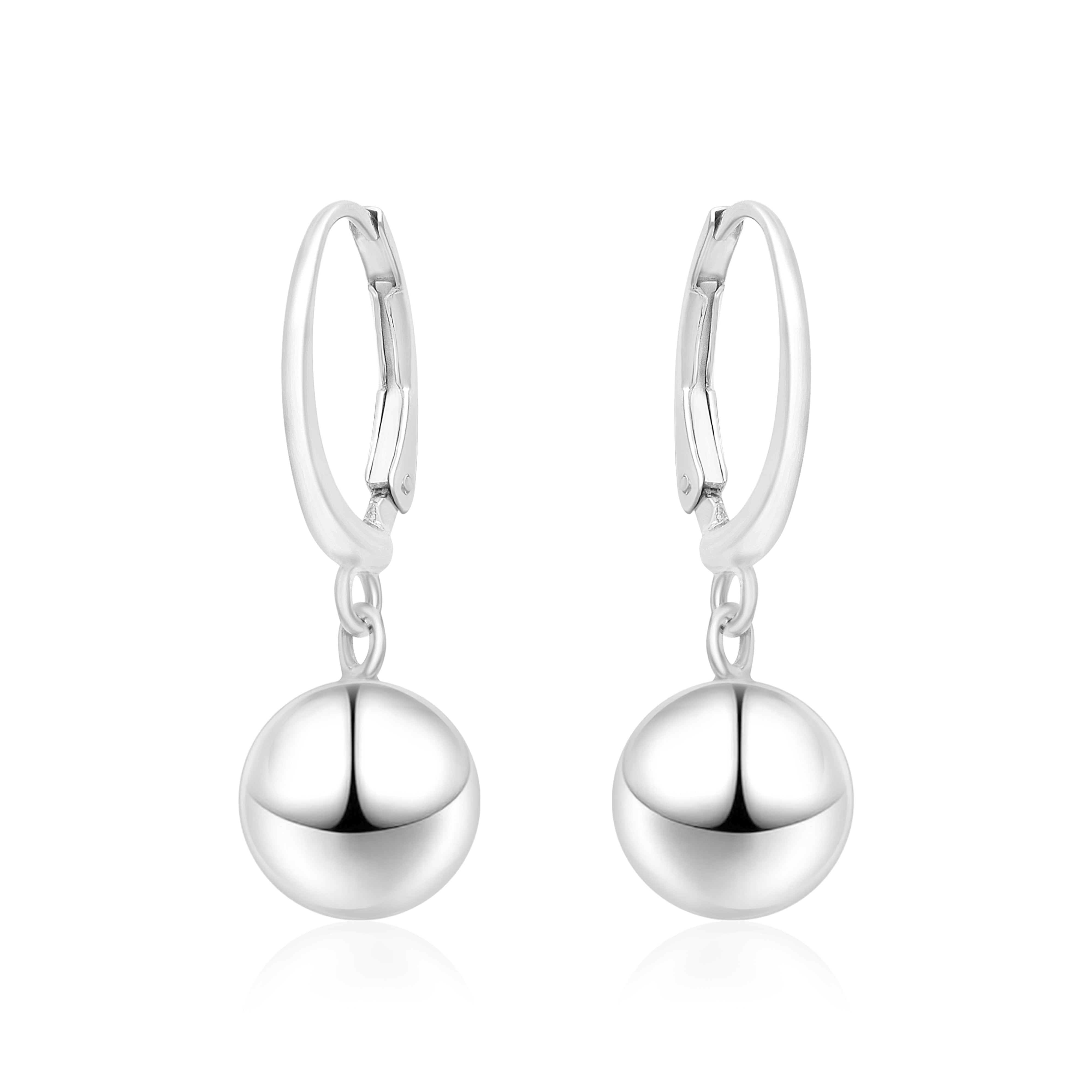 Gold Plated Ball Drop Hoop Earrings - Sterling Silver