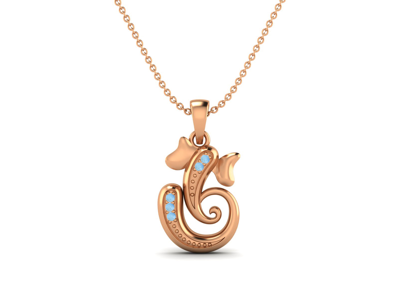 Larimar OM Ganesha Necklace - Sterling Silver