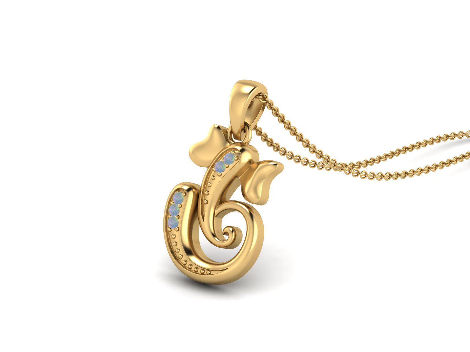 Opal OM Ganesha Necklace - Sterling Silver
