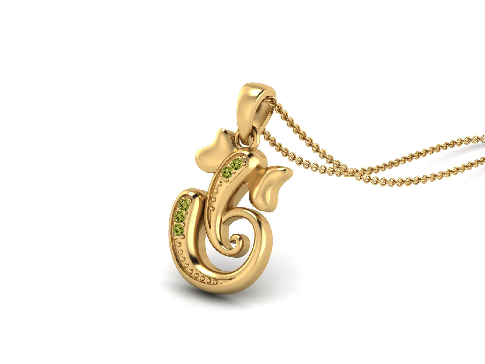 Peridot OM Ganesha Necklace - Sterling Silver