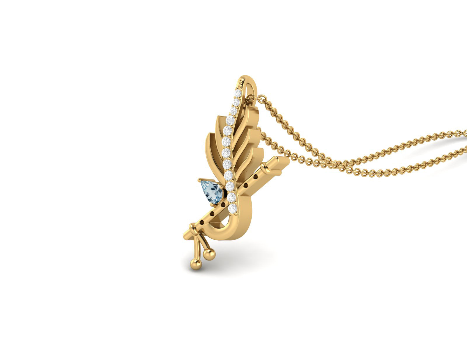 Blue Topaz Krishna Flute Pendant – Sterling Silver
