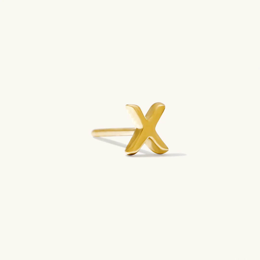 A to Z Initial Alphabet Studs Earrings – Sterling Silver Yellow Plated