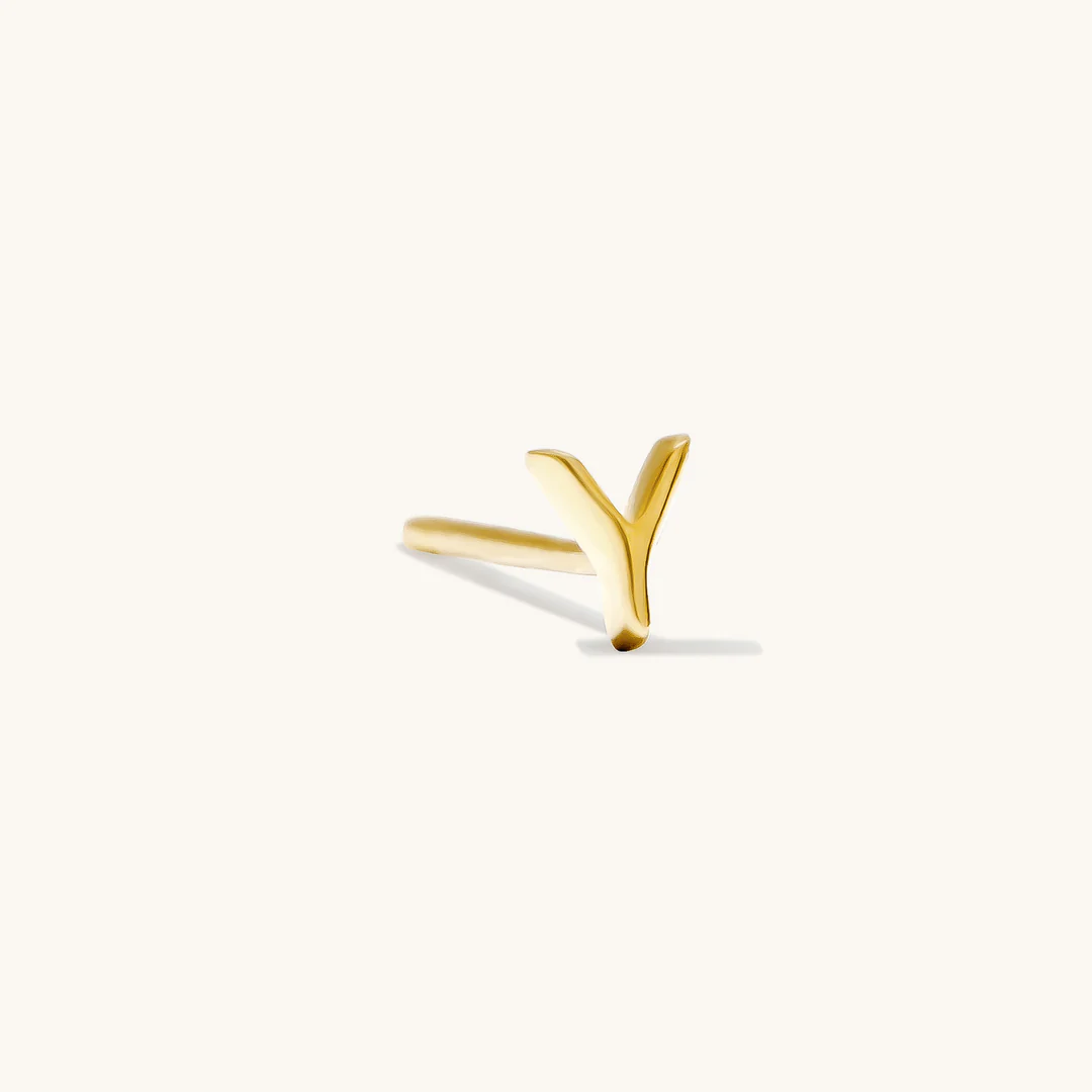 A to Z Initial Alphabet Studs Earrings – Sterling Silver Yellow Plated
