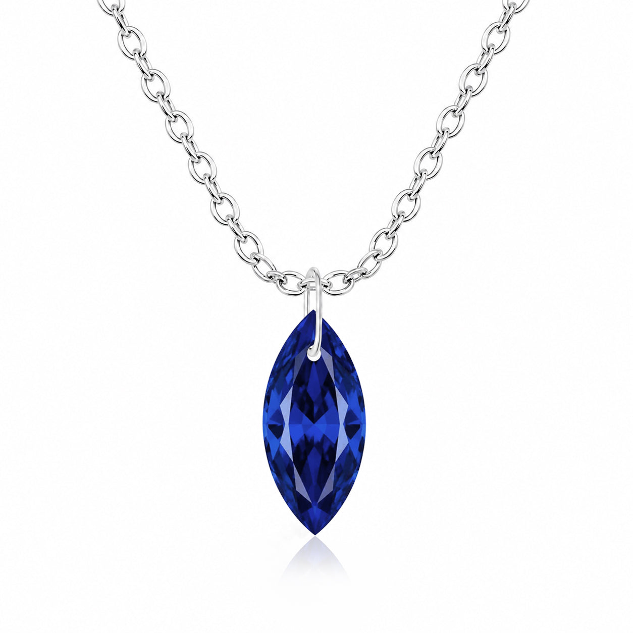Blue Sapphire Marquise Pendant Necklace - 925 Sterling silver