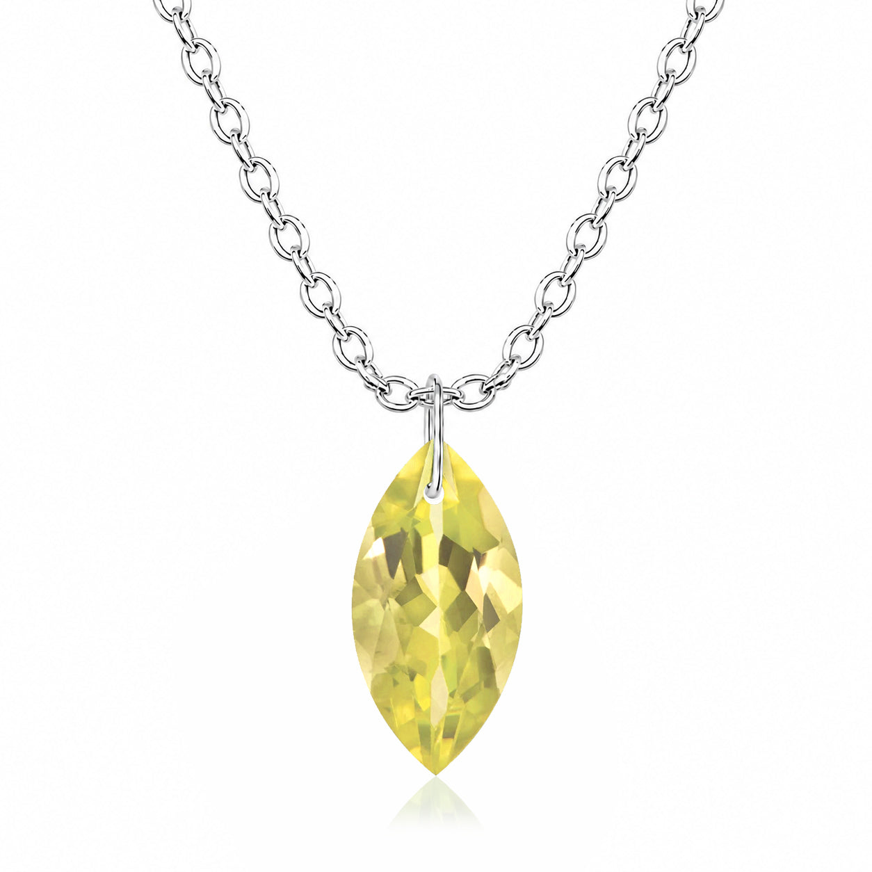 Lemon Quartz Marquise Pendant Necklace - 925 Sterling silver