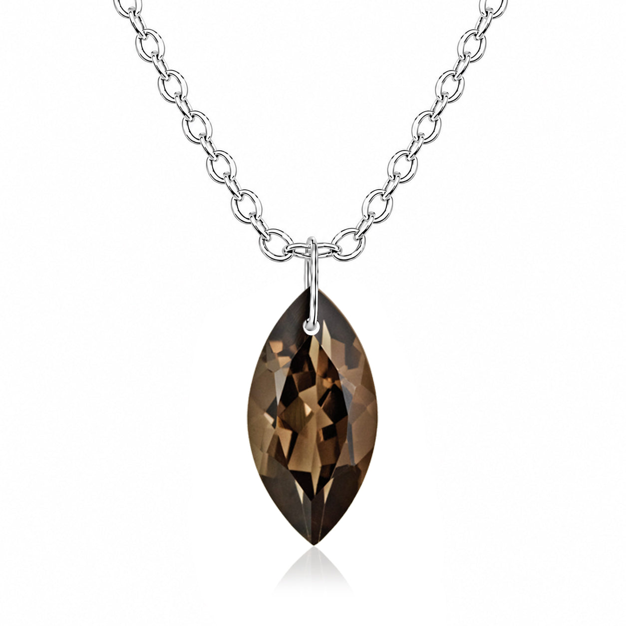 Smoky Quartz Marquise Pendant Necklace - 925 Sterling silver