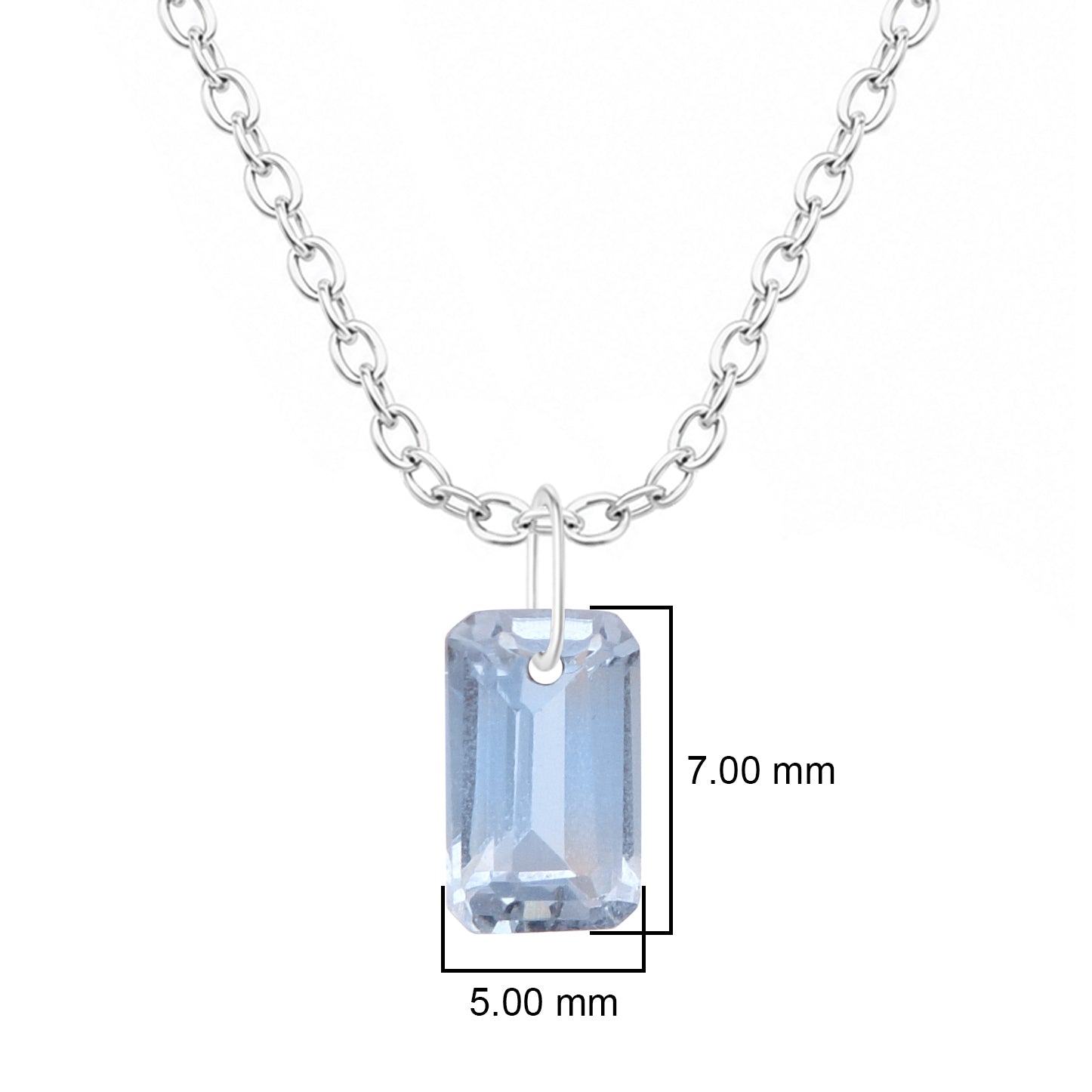 Octagon Shape Blue Topaz Solitaire Pendant Necklace - 925 Sterling Silver