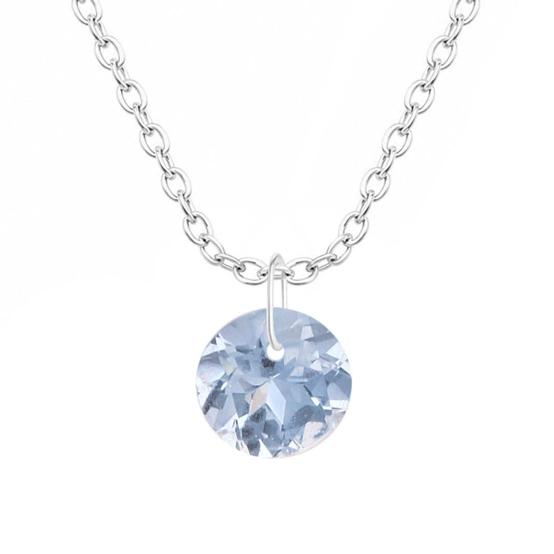 Round Cut Blue Topaz Solitaire Pendant Necklace - 925 Sterling Silver