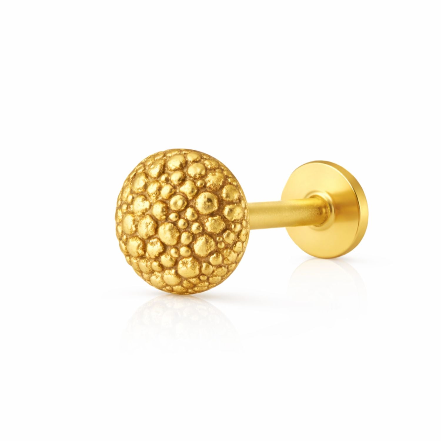 Bubble Texture Flat Back Nose Pin - Gold Plated 925 Silver