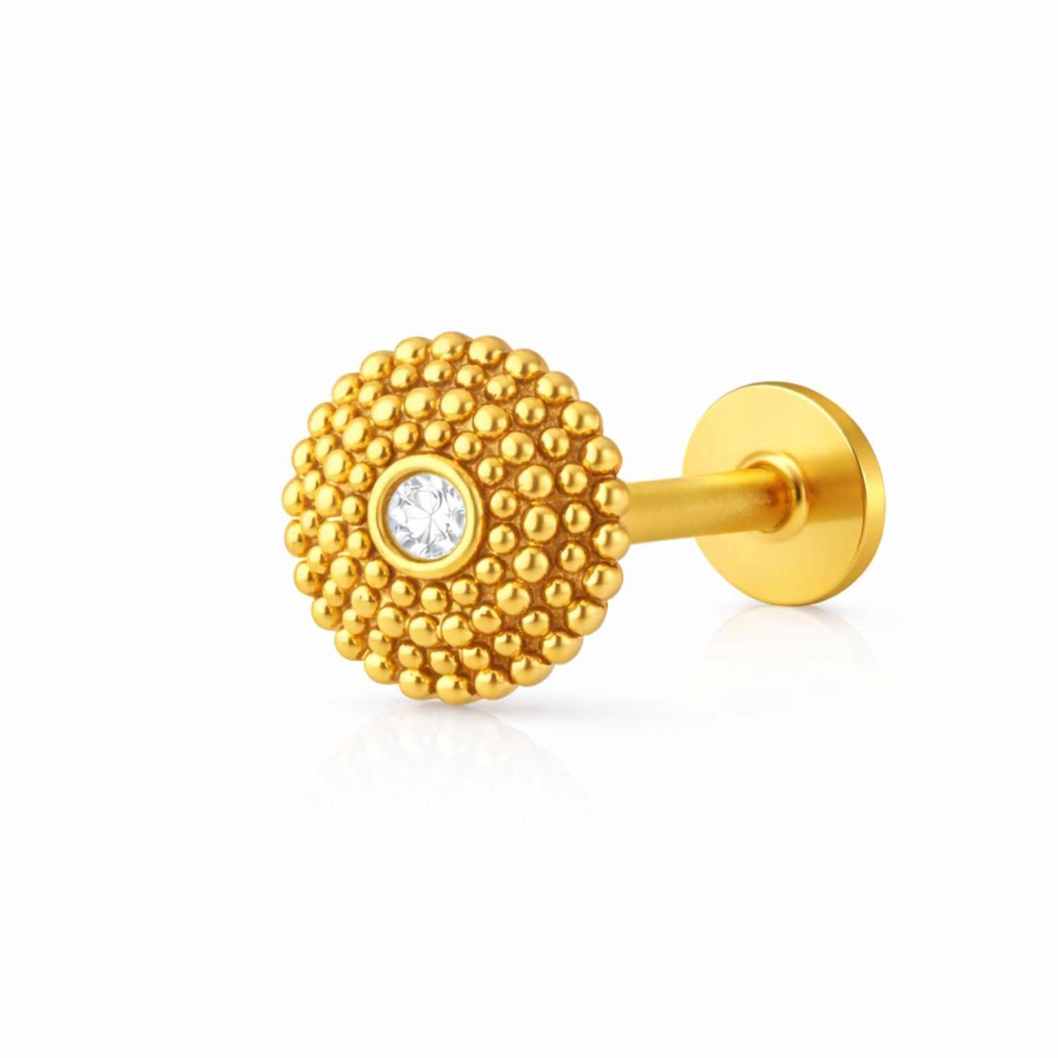 Beaded Halo CZ Nose Pin - Gold Plated 925 Silver