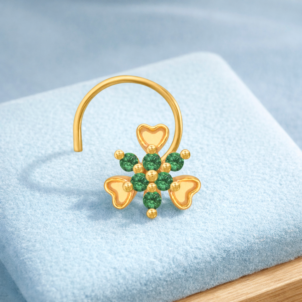 925 Sterling Silver Multi Stone Nose Pin – Gold Plated 925 Silver