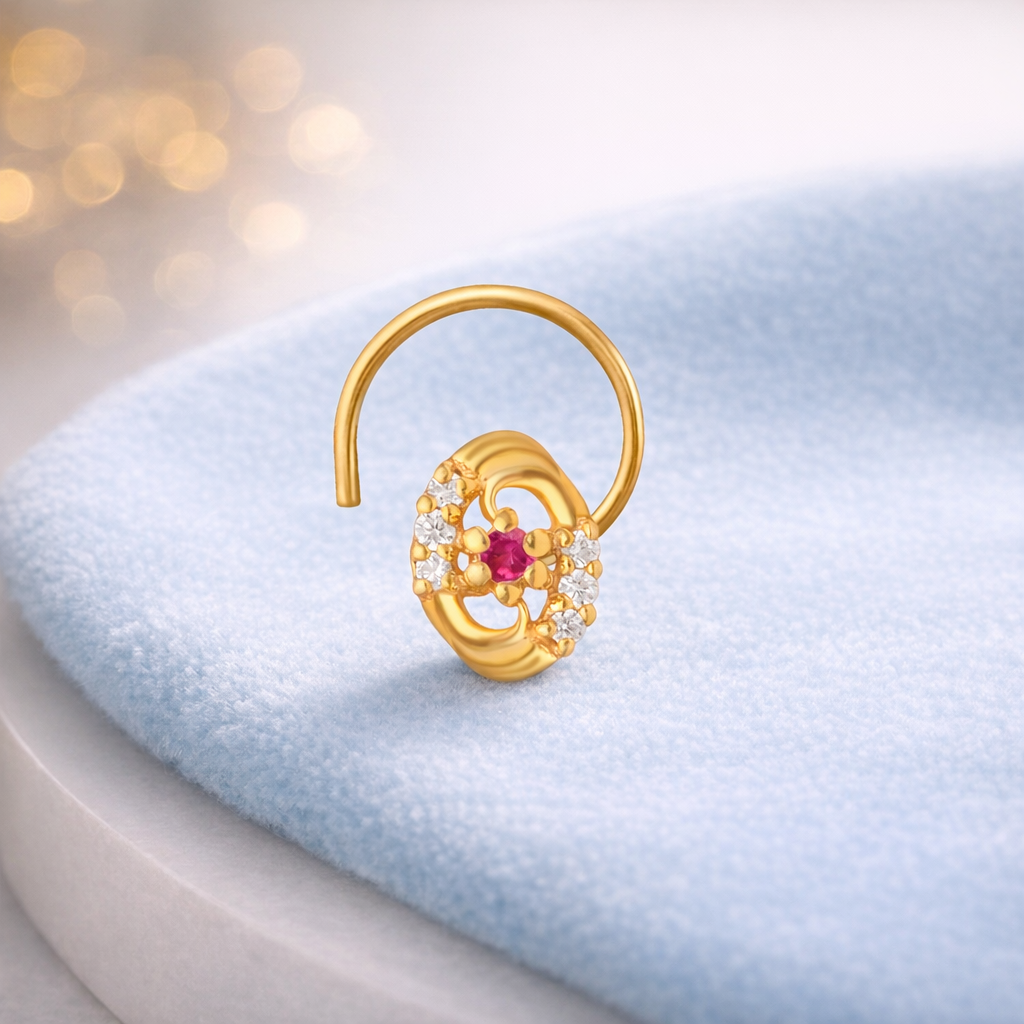 Multi Stone Nose Floral Nose pin – Gold Plated 925 Silver