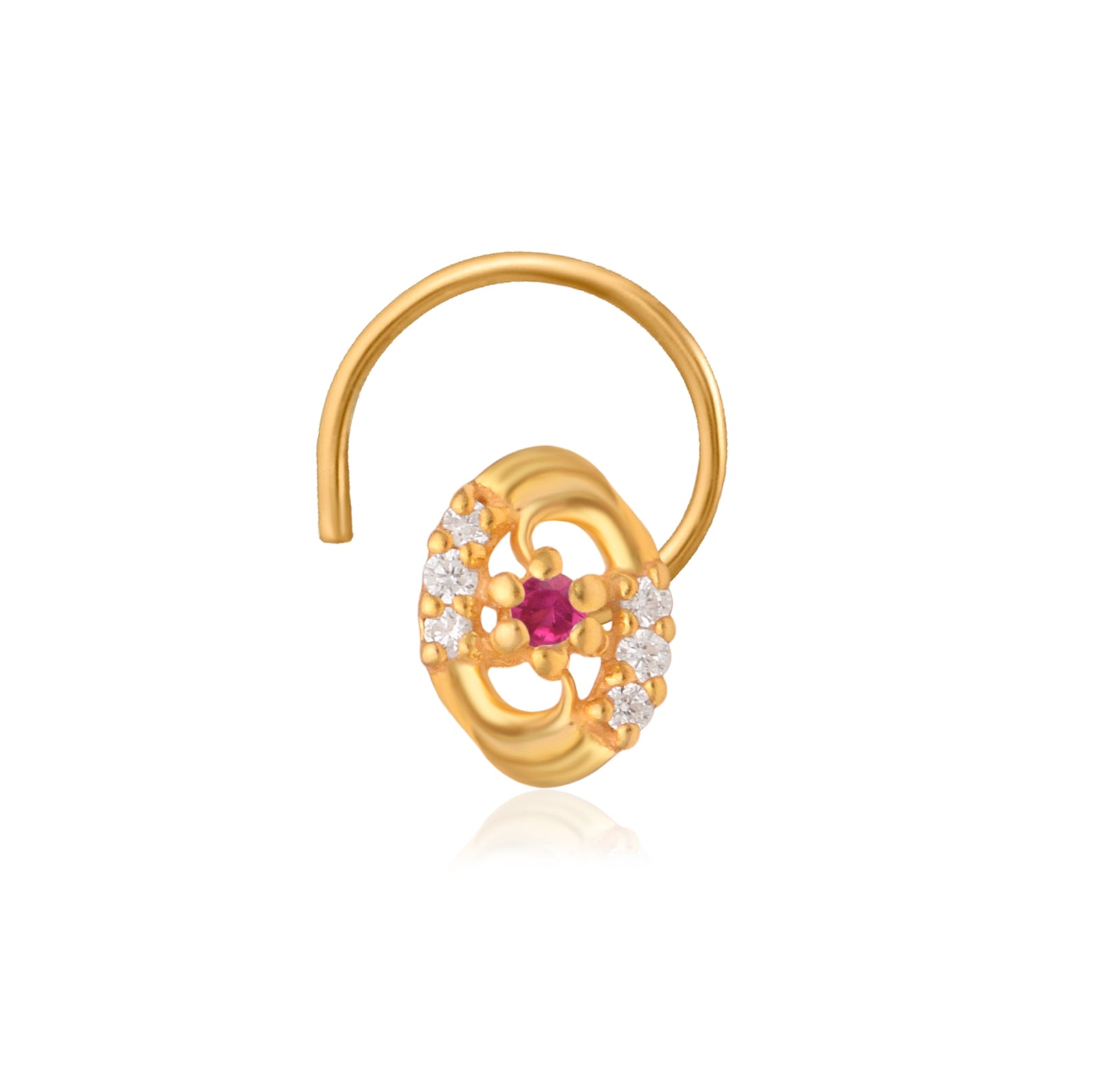 Multi Stone Nose Floral Nose pin – Gold Plated 925 Silver