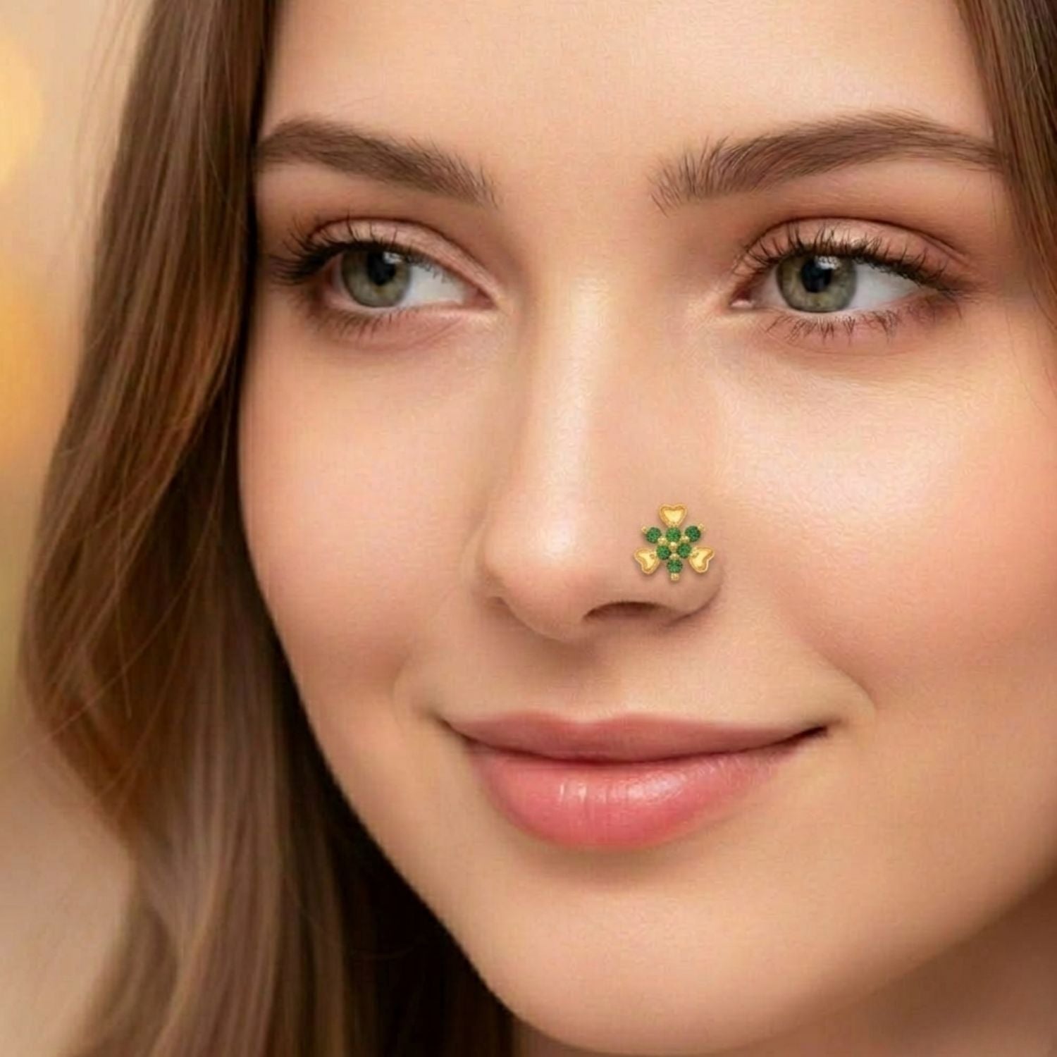 925 Sterling Silver Multi Stone Nose Pin – Gold Plated 925 Silver