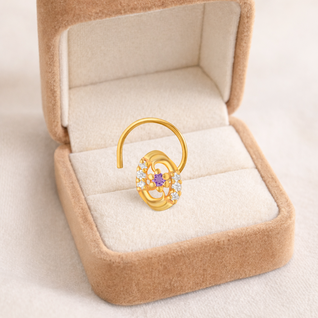 Multi Stone Nose Floral Nose pin – Gold Plated 925 Silver