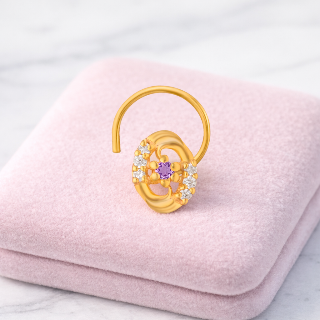 Multi Stone Nose Floral Nose pin – Gold Plated 925 Silver