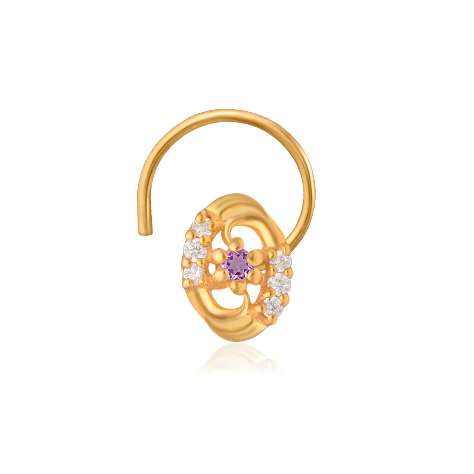Multi Stone Nose Floral Nose pin – Gold Plated 925 Silver