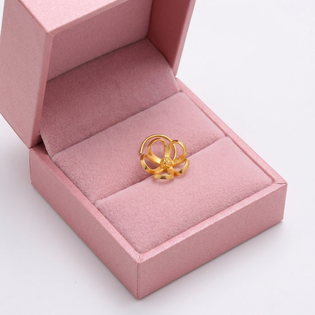 Minimalist Floral Openwork Nose Pin – 925 Sterling Silver Yellow Plated