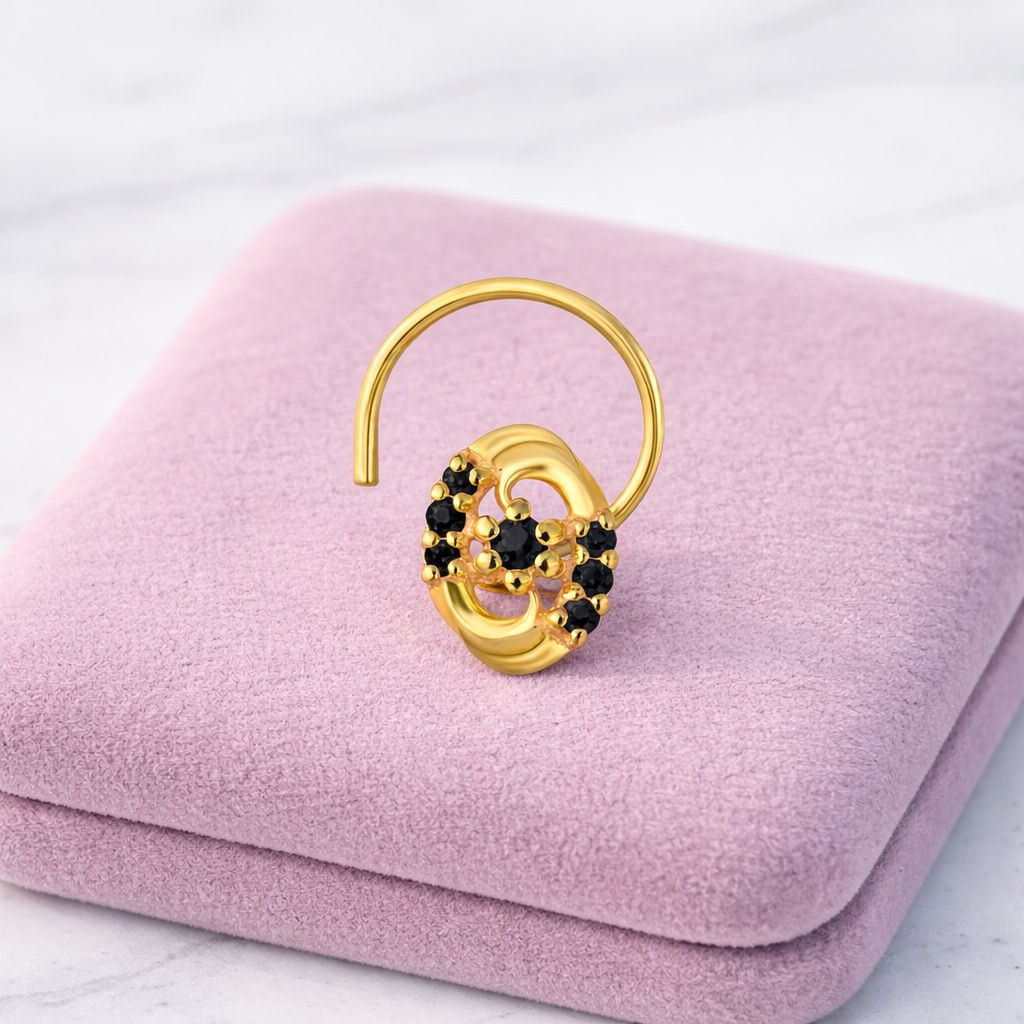Multi Stone Nose Floral Nose pin – Gold Plated 925 Silver